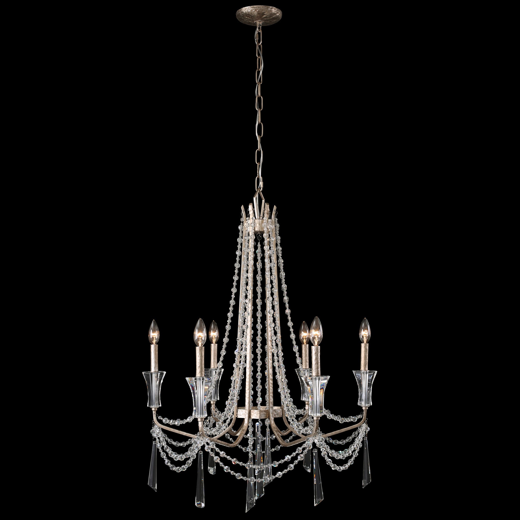 Barcelona 6 Light Crystal Chandelier - Transcend Silver