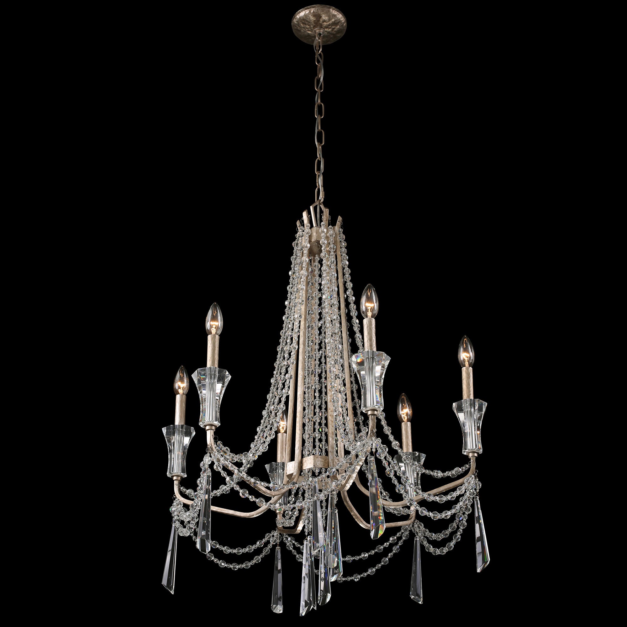 Barcelona 6 Light Crystal Chandelier - Transcend Silver