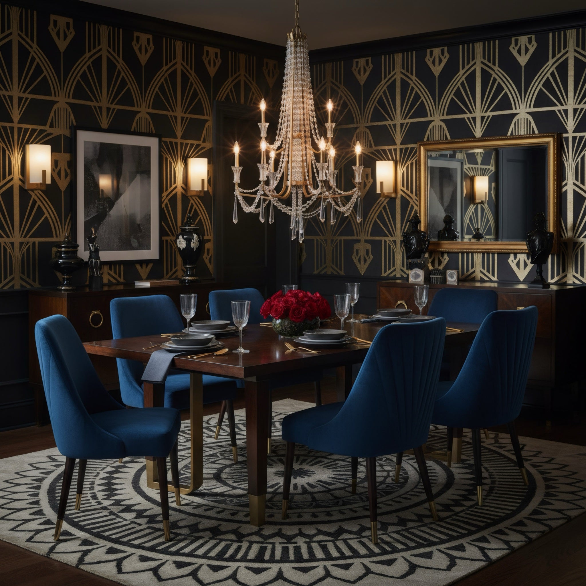 Barcelona 9 Light 2-Tier Chandelier - Brass Kisser