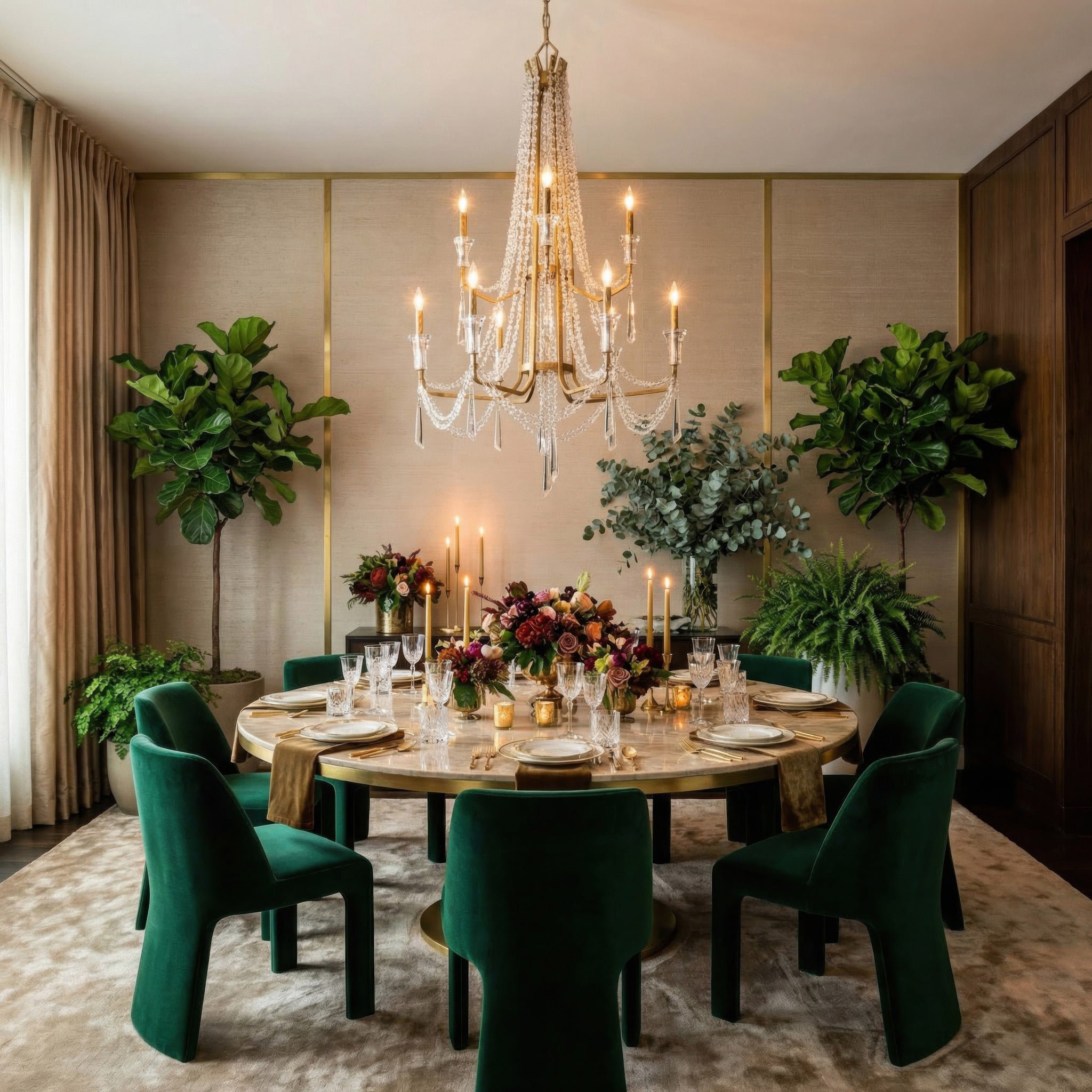 Barcelona 9 Light 2-Tier Crystal Chandelier - Brass Kisser