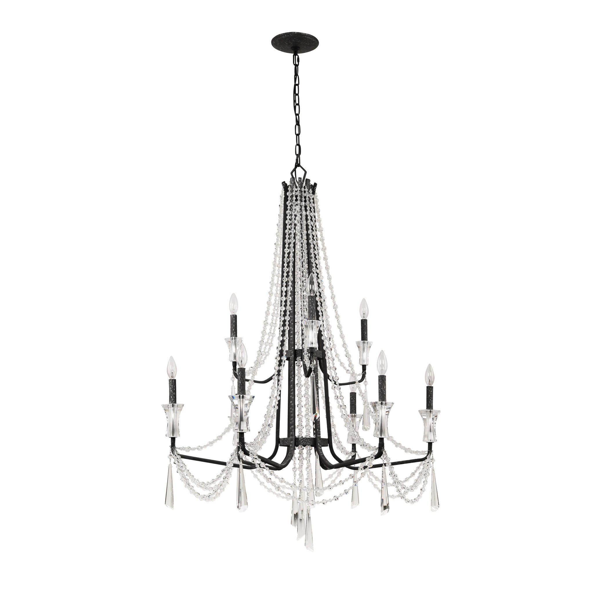Barcelona 9 Light 2-Tier Crystal Chandelier - Onyx