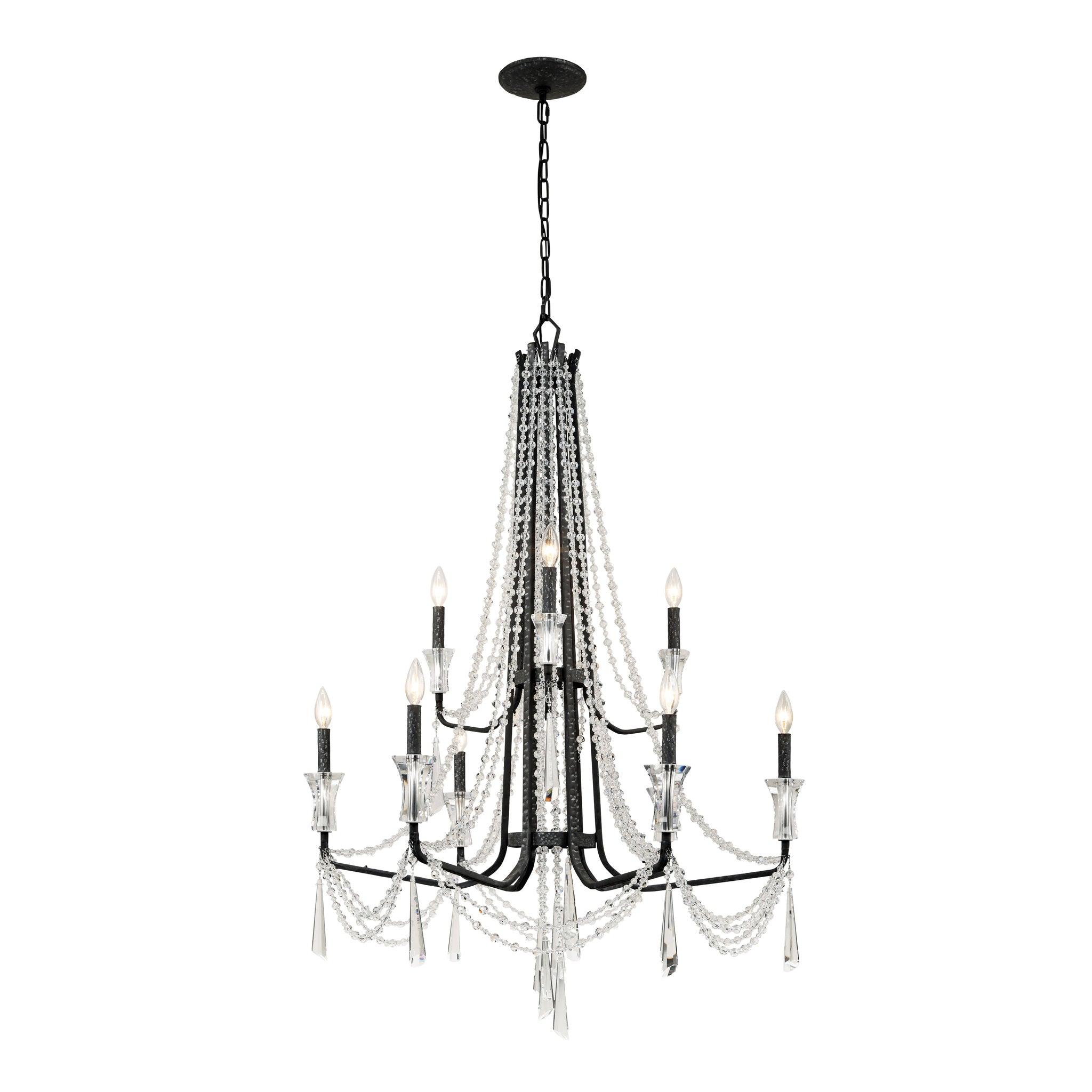Barcelona 9 Light 2-Tier Crystal Chandelier - Onyx