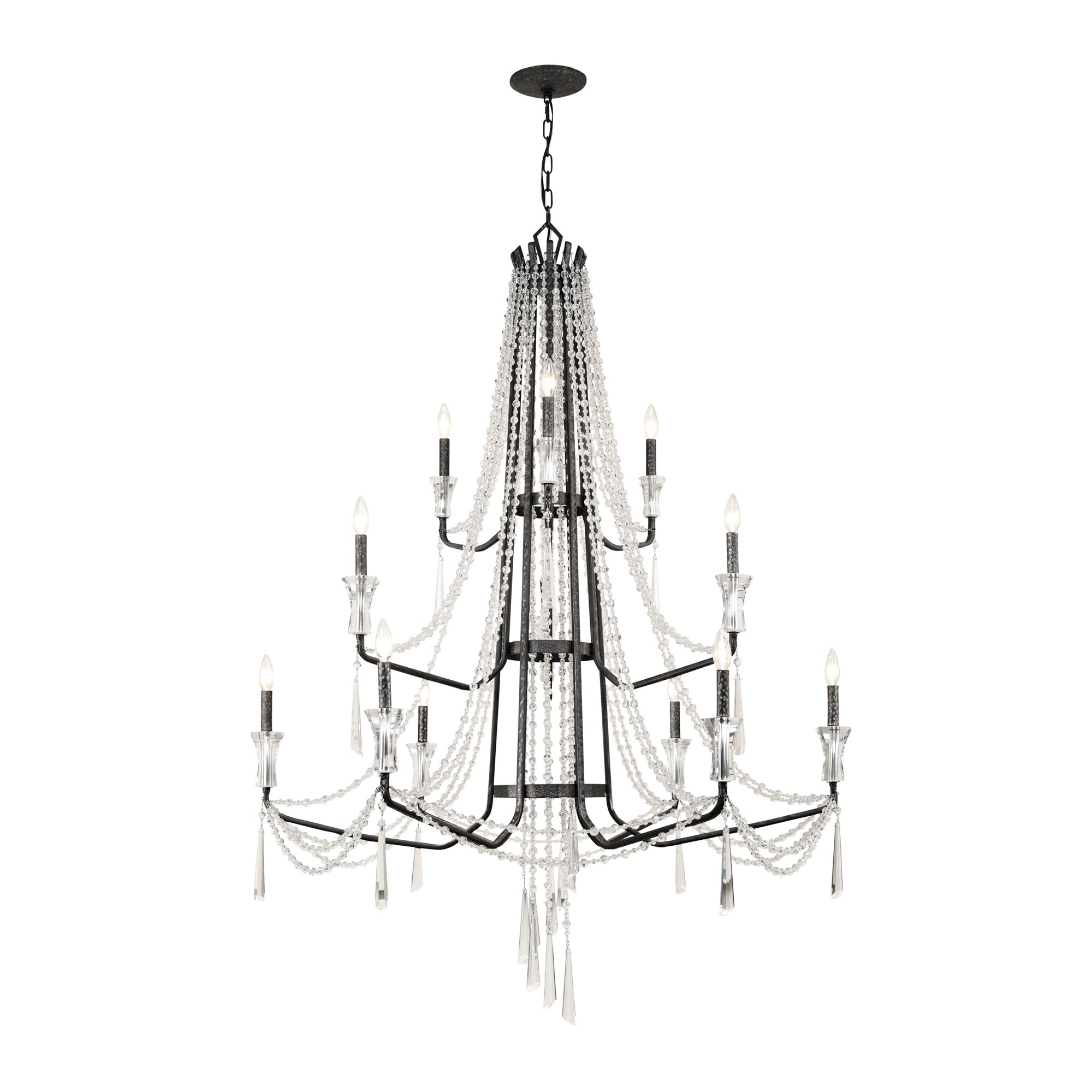Barcelona 12 Light 3-Tier Crystal Chandelier - Onyx