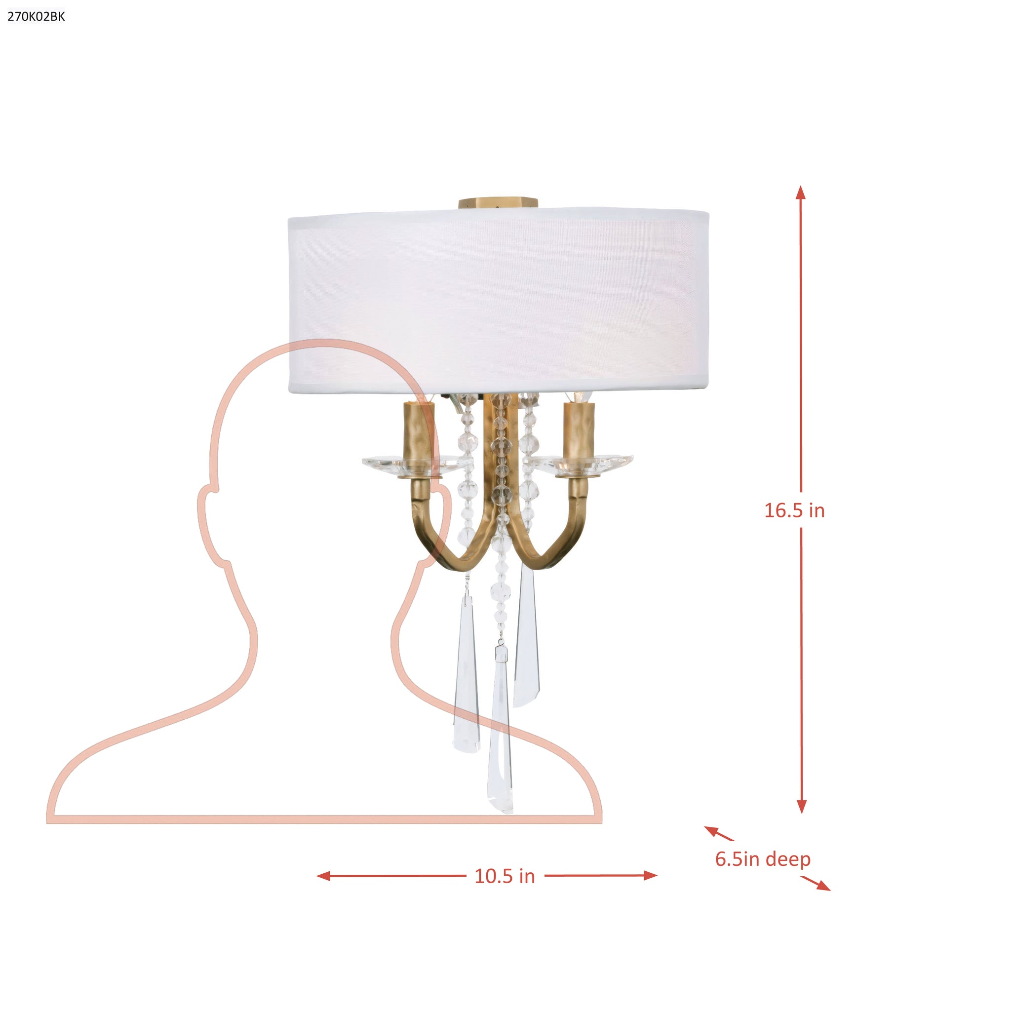 Barcelona 2 Light Sconce with Shade - Brass Kisser