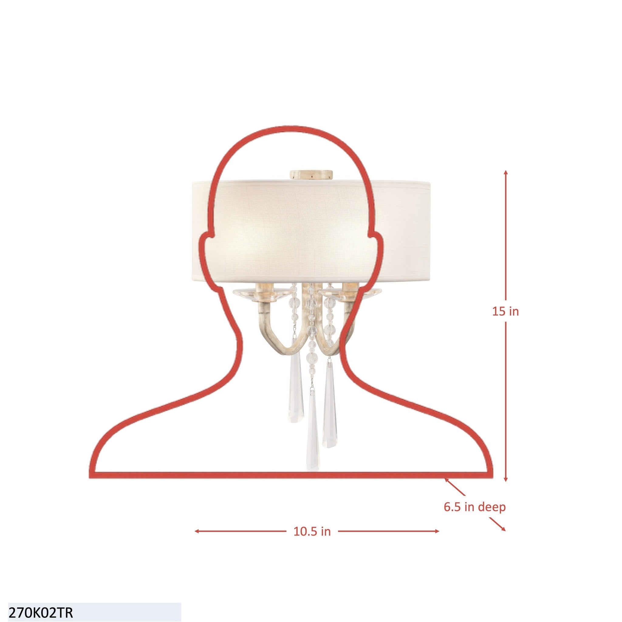 Barcelona 2 Light Sconce with Shade - Transcend Silver