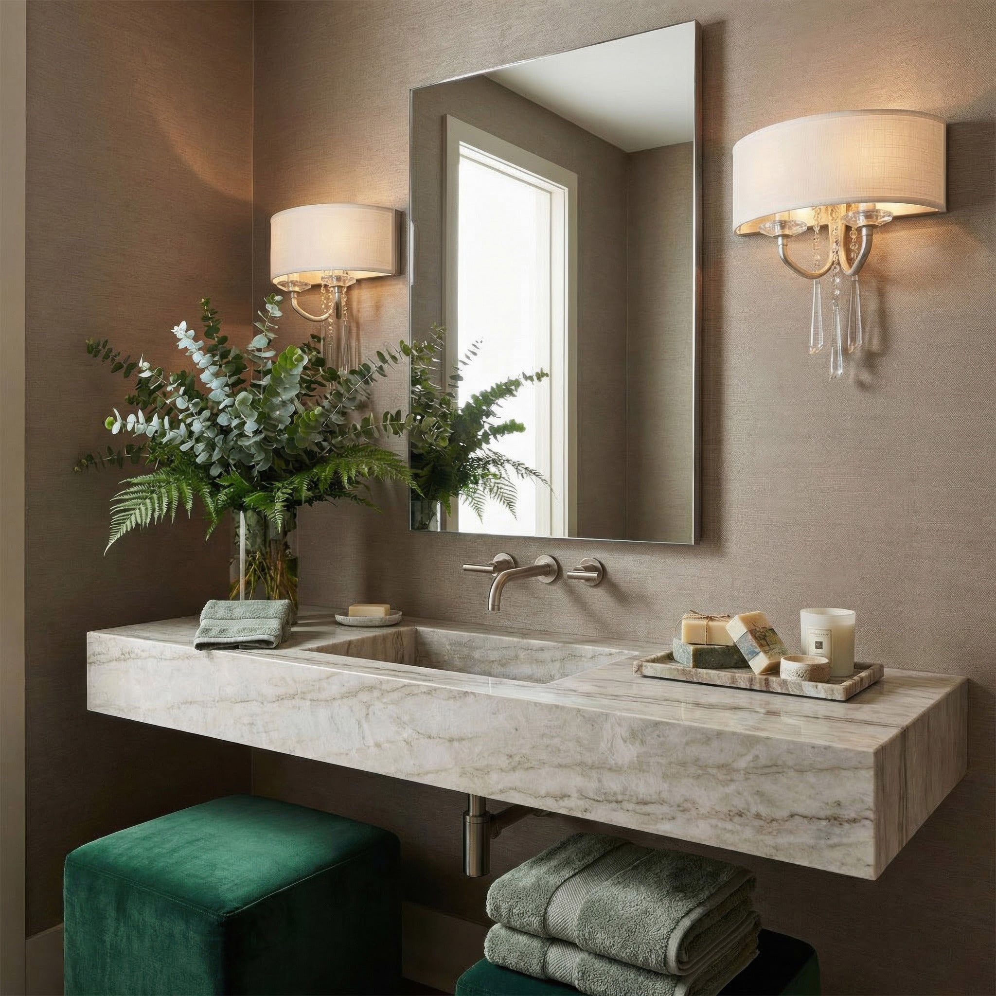 Barcelona 2 Light Sconce with Shade - Transcend Silver