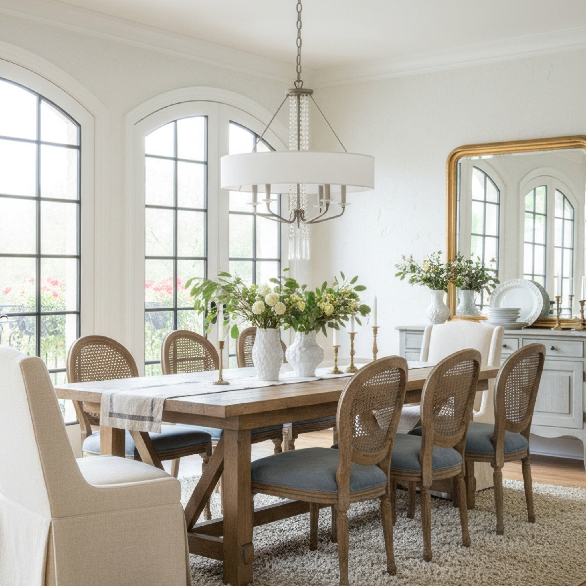 Barcelona 6 Light Pendant w/Shade - Transcend Silver