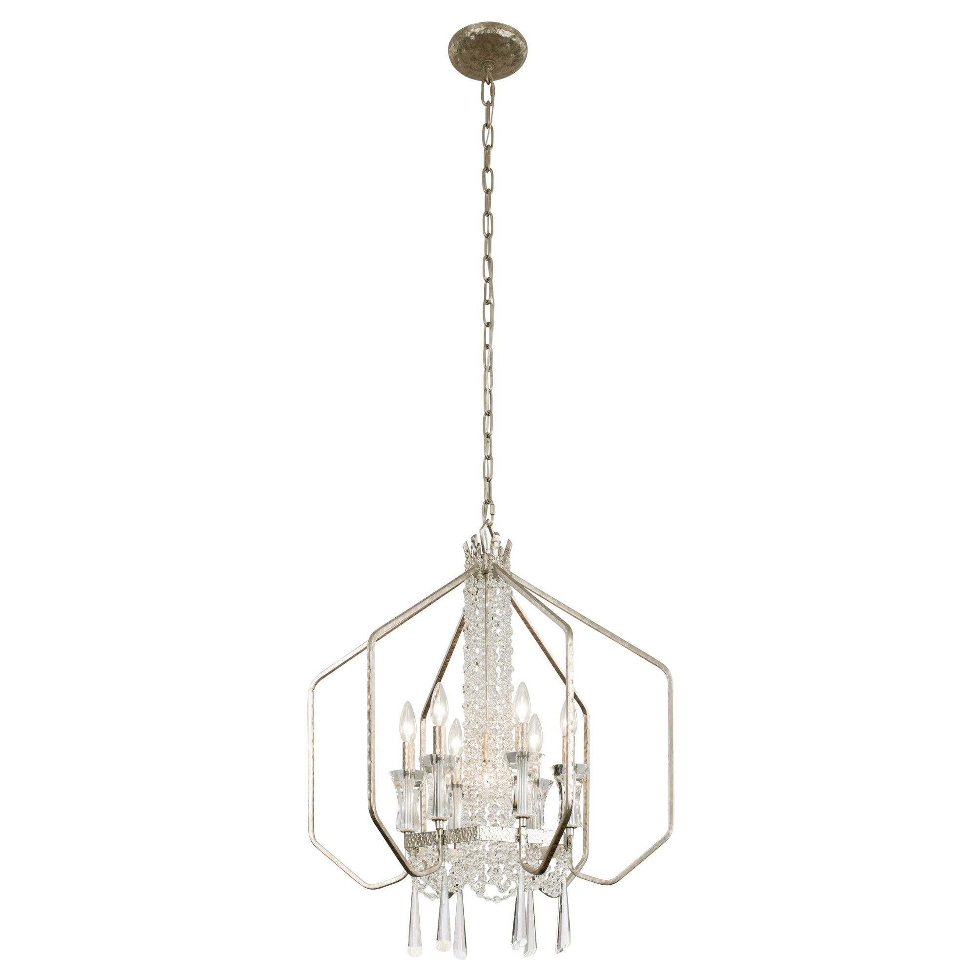 Barcelona 7 Light Crystal Pendant - Transcend Silver