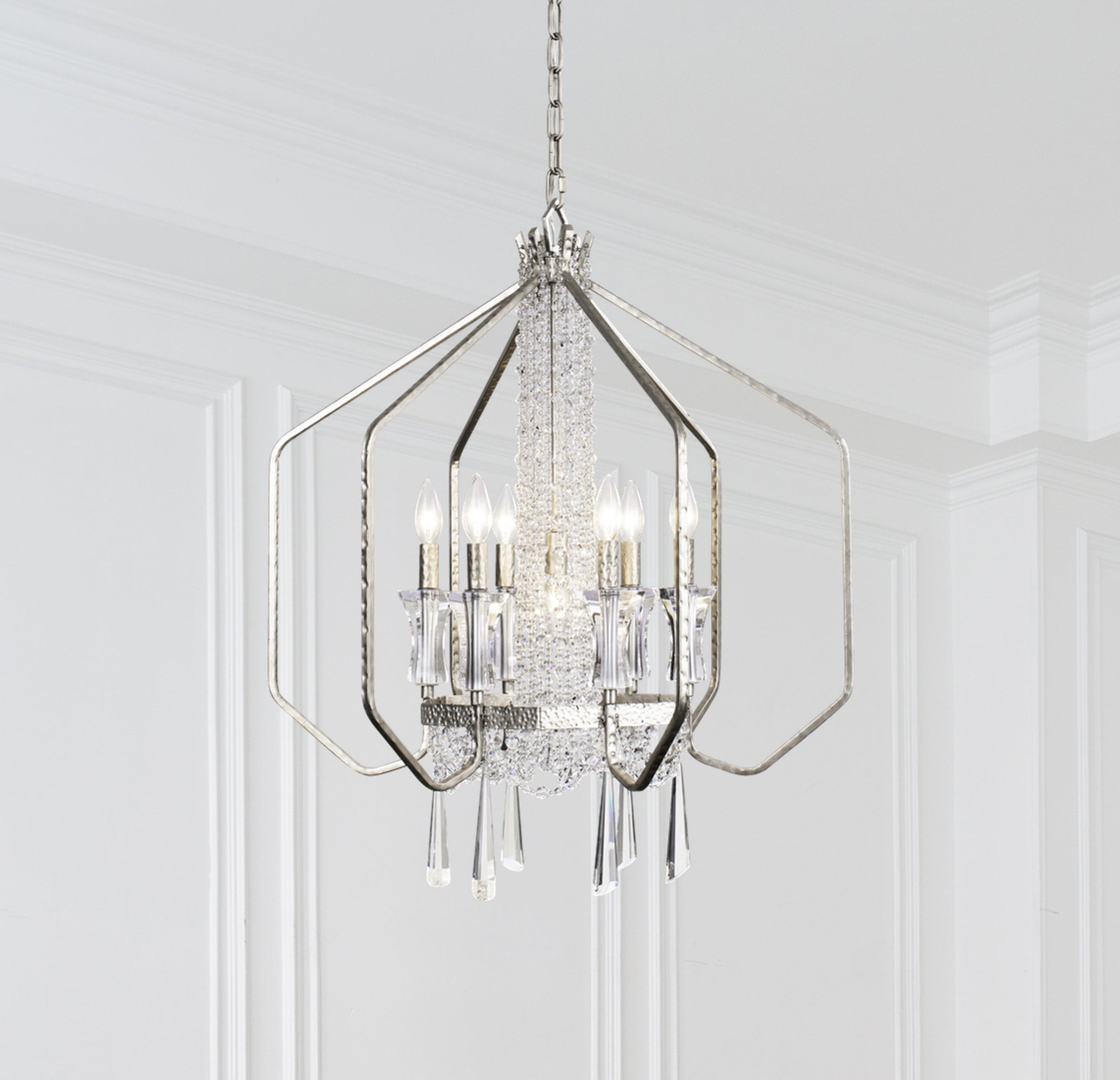 Barcelona 4 Light Crystal Pendant - Transcend Silver