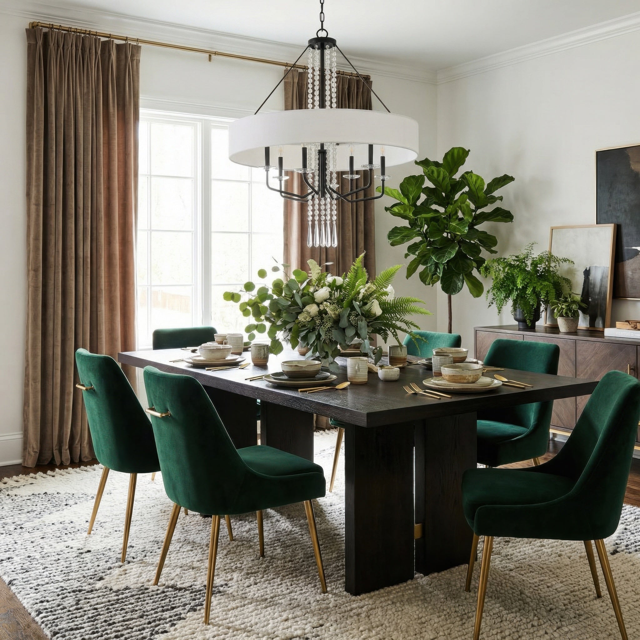 Barcelona 9 Light Pendant w/Shade - Onyx