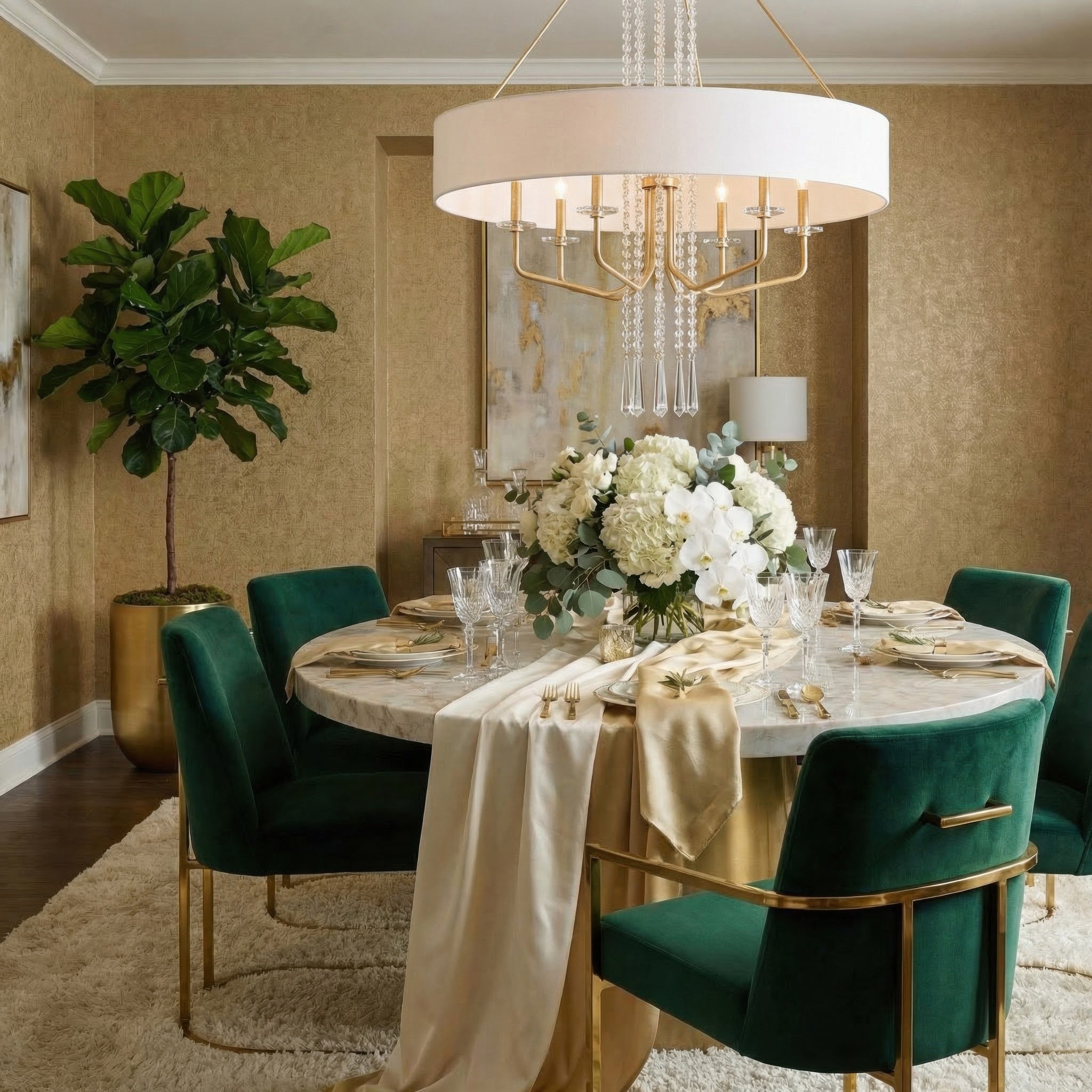 Barcelona 9 Light Pendant w/Shade - Transcend Silver