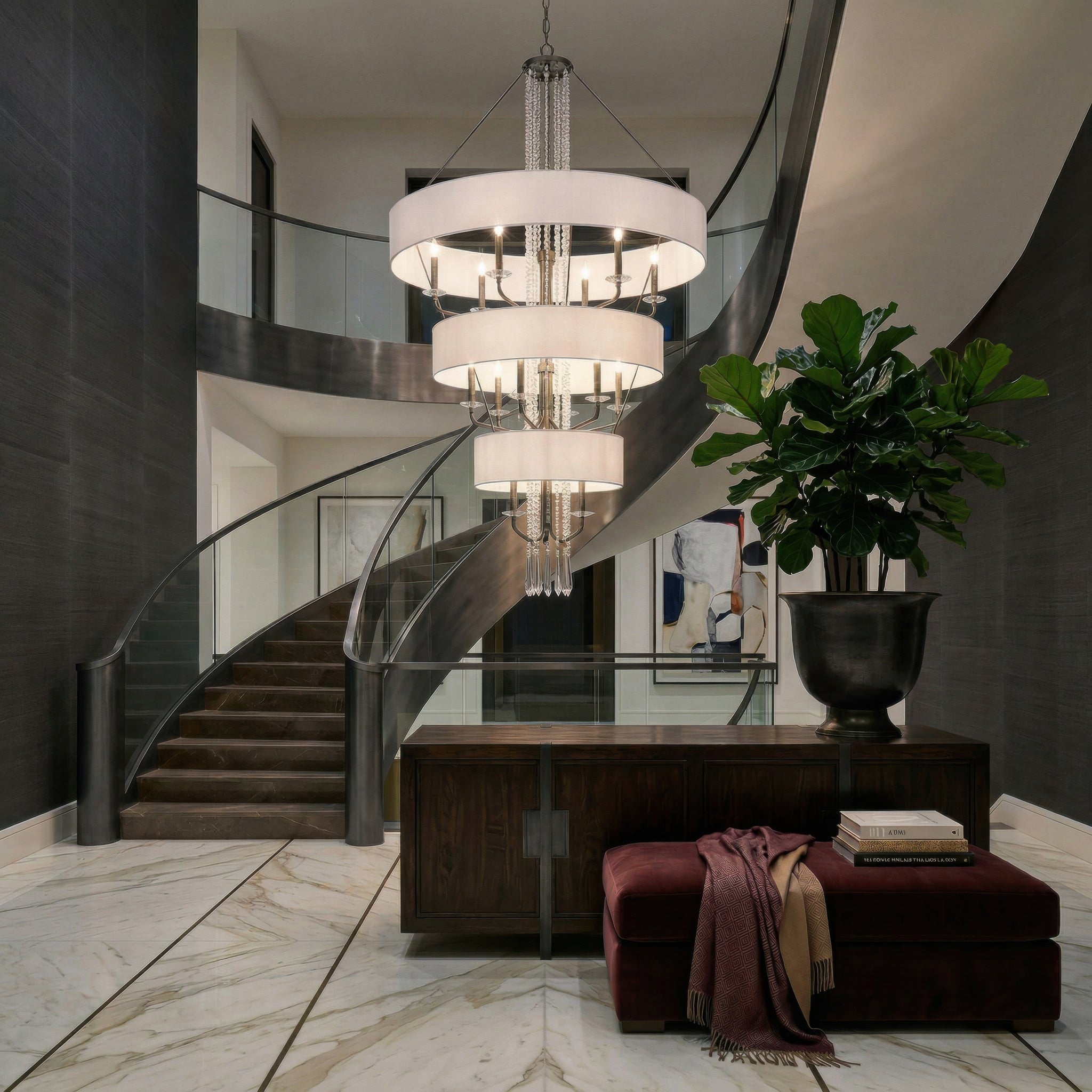 Barcelona 15 Light Pendant w/Shade - Onyx
