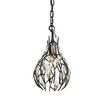 Bask 1 Light Crystal Mini Pendant - Matte Black/French Gold