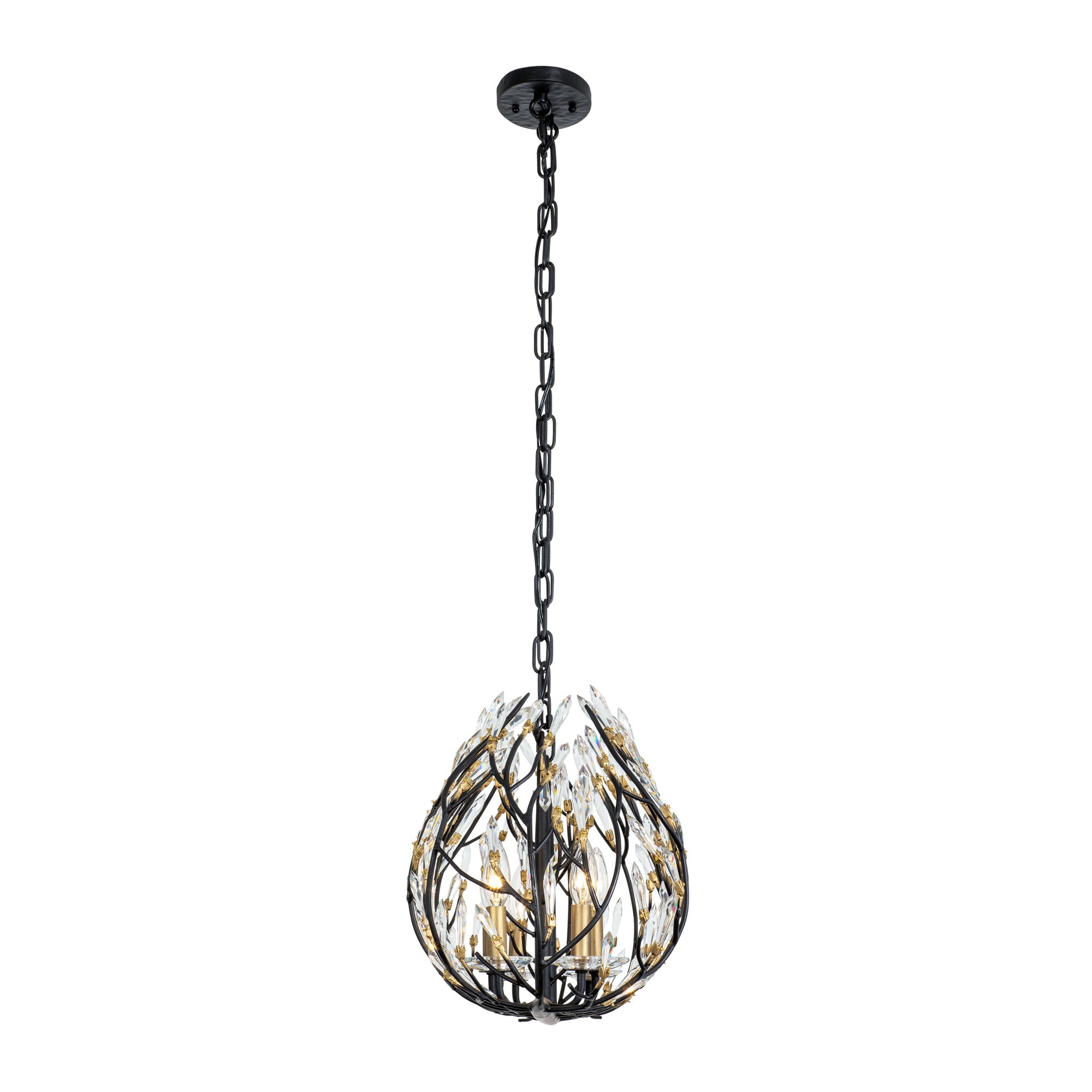 Bask 6 Light Crystal Linear Pendant - Matte Black/French Gold