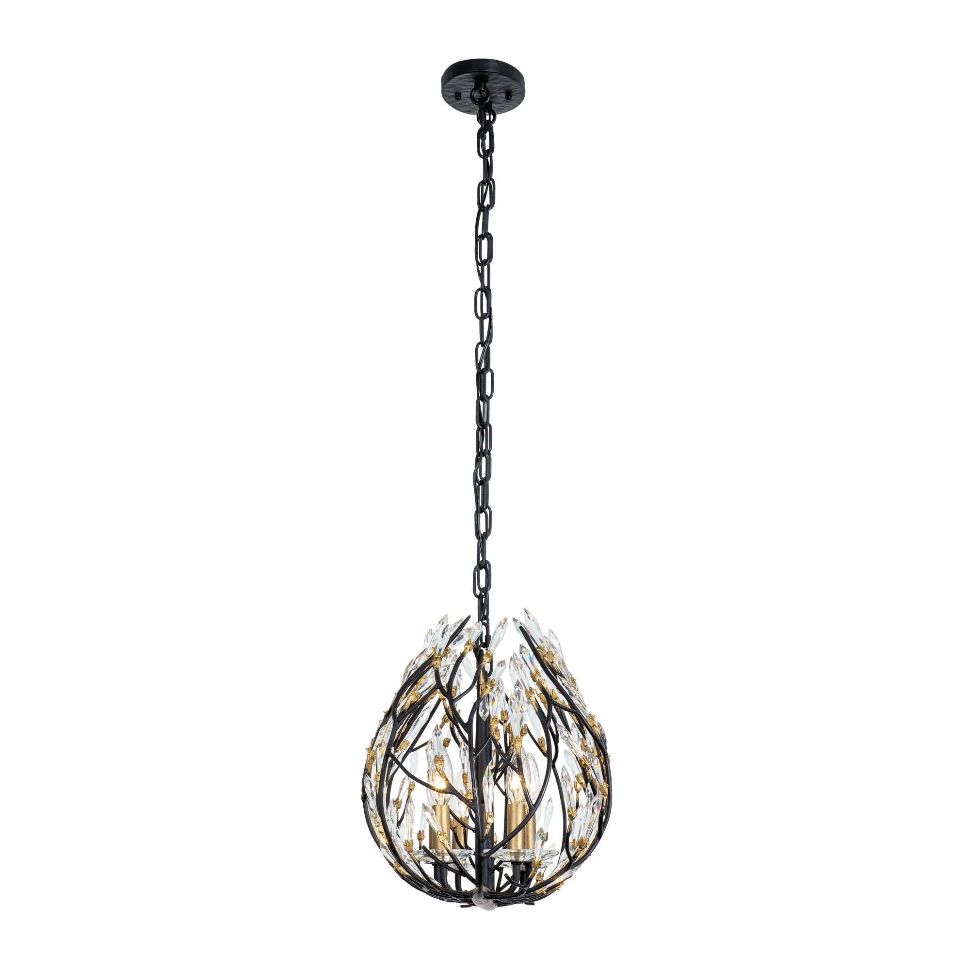 Bask 271N06MBFG 6-Lt Crystal Kitchen Pendant Light - Matte Black/French Gold