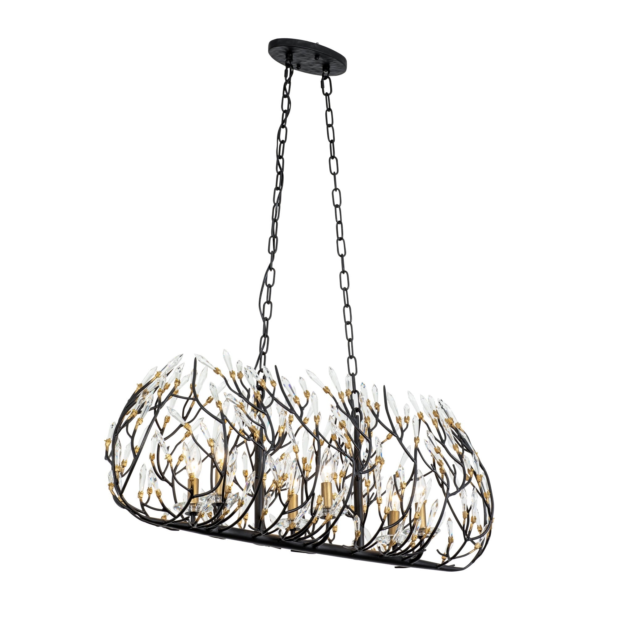 Bask 271N06MBFG 6-Lt Crystal Kitchen Pendant Light - Matte Black/French Gold