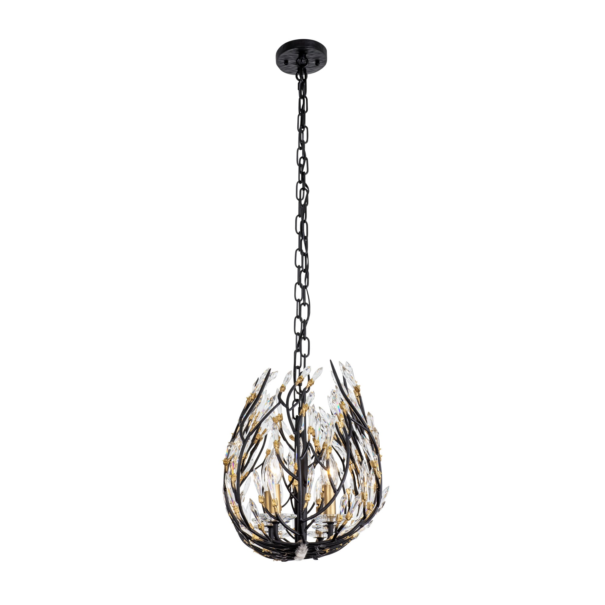 Bask 8 Light Crystal Linear Pendant - Matte Black/French Gold