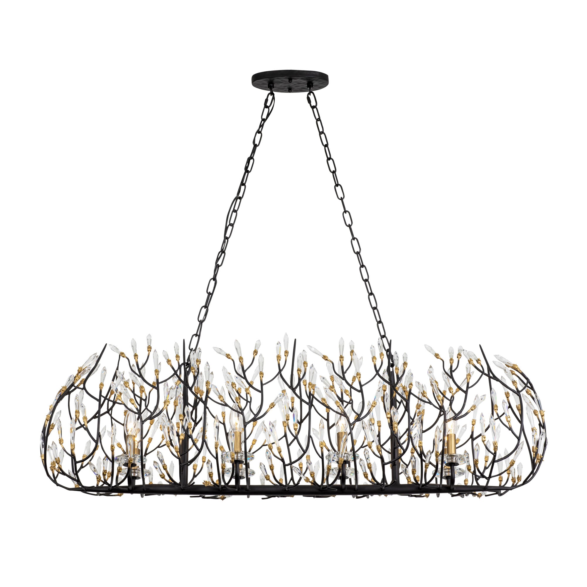 Bask 271N08MBFG 8-Lt Crystal Kitchen Pendant Light - Matte Black/French Gold
