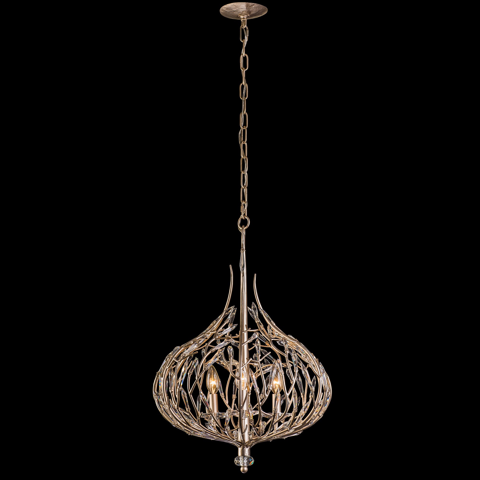Bask 3 Light Crystal Pendant - Gold Dust