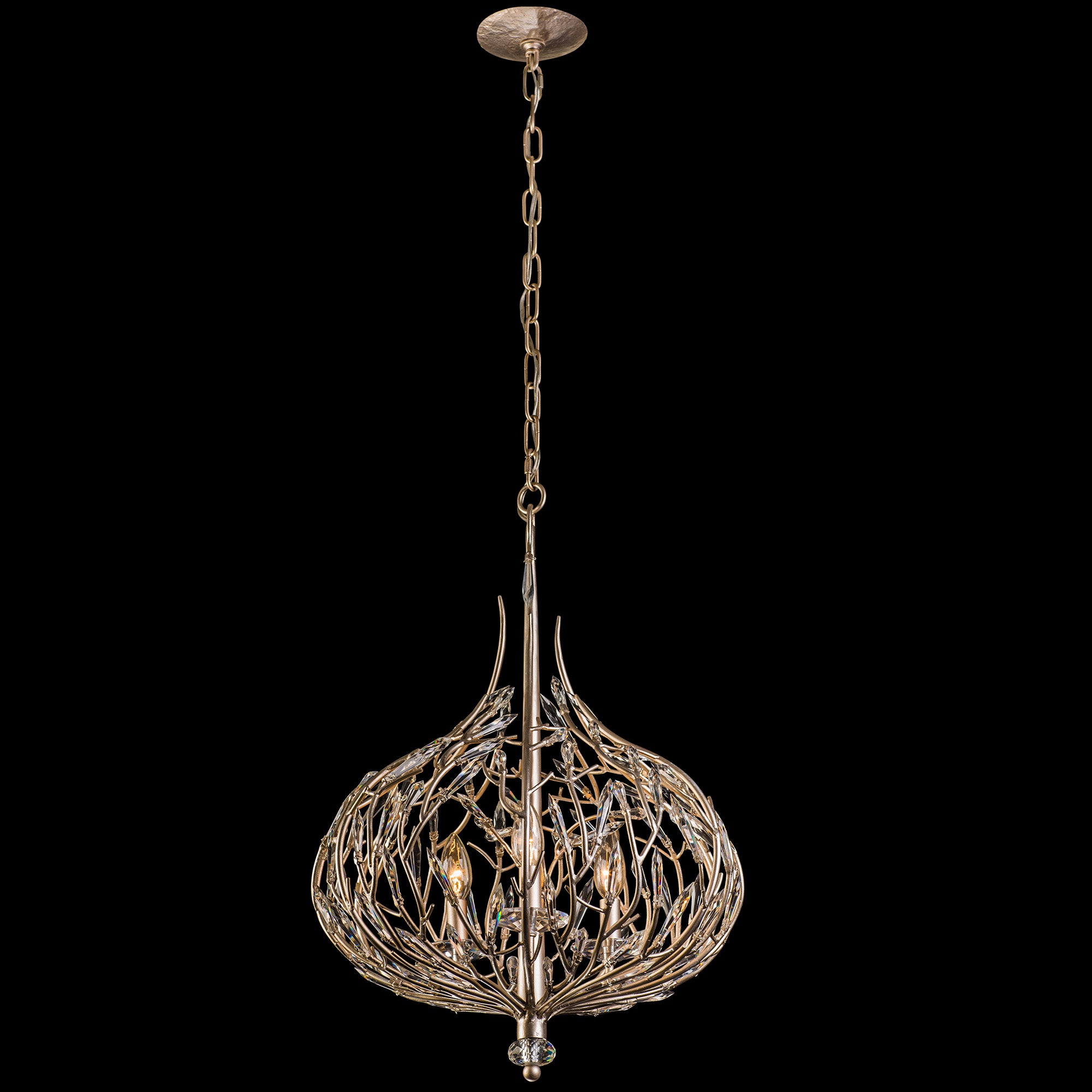 Bask 3 Light Crystal Pendant - Gold Dust