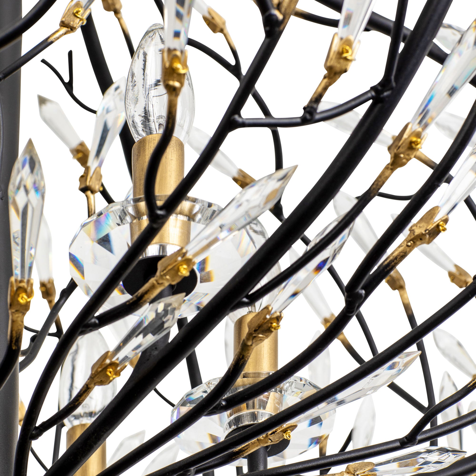 Bask 6 Light Crystal Pendant - Matte Black/French Gold