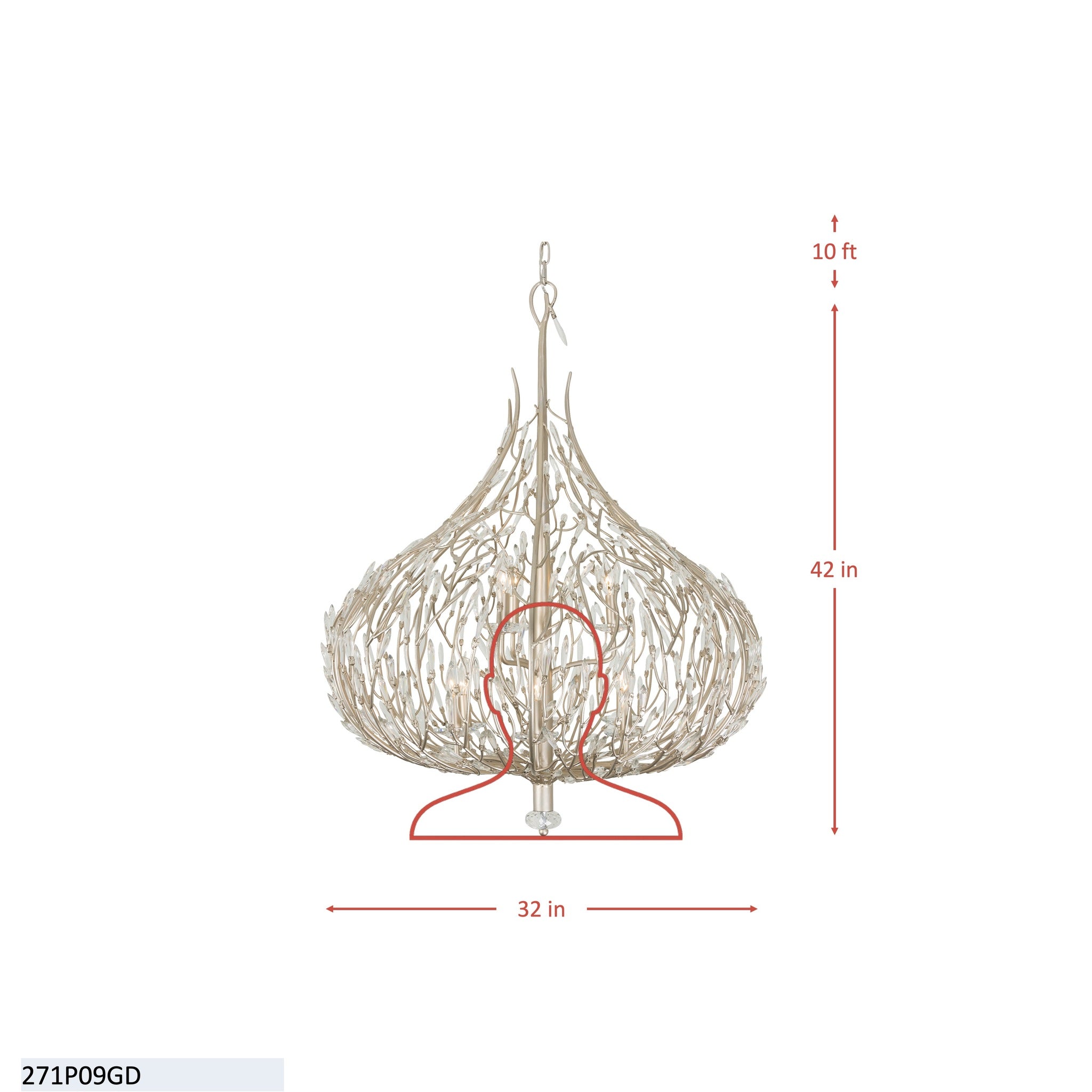 Bask 9 Light Crystal Pendant - Gold Dust
