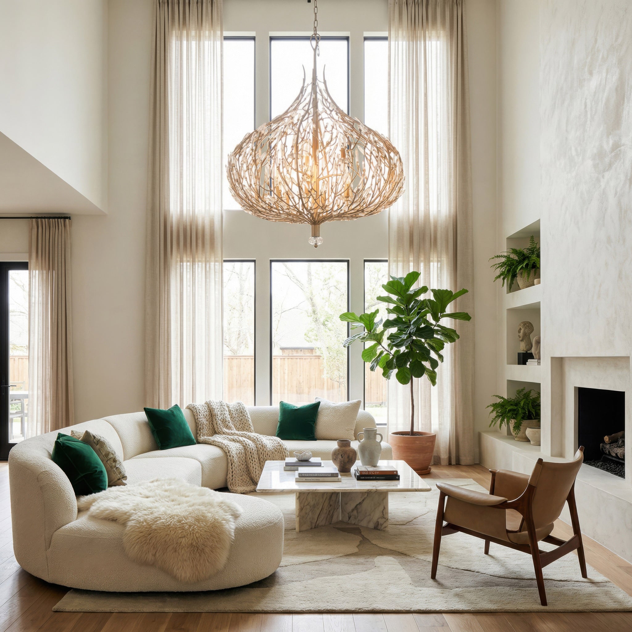 Bask 9 Light Crystal Pendant - Gold Dust