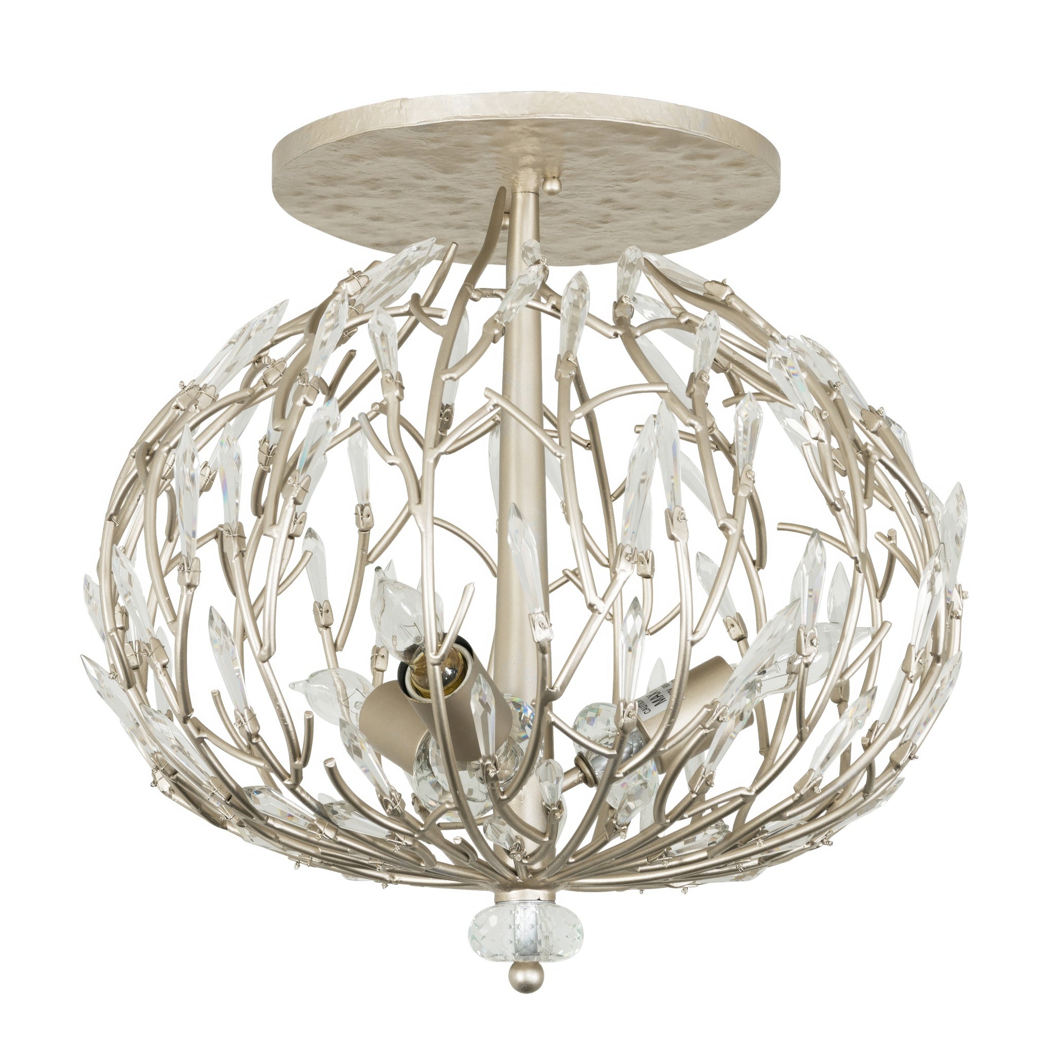 Bask 3 Light Crystal Semi-Flush - Gold Dust