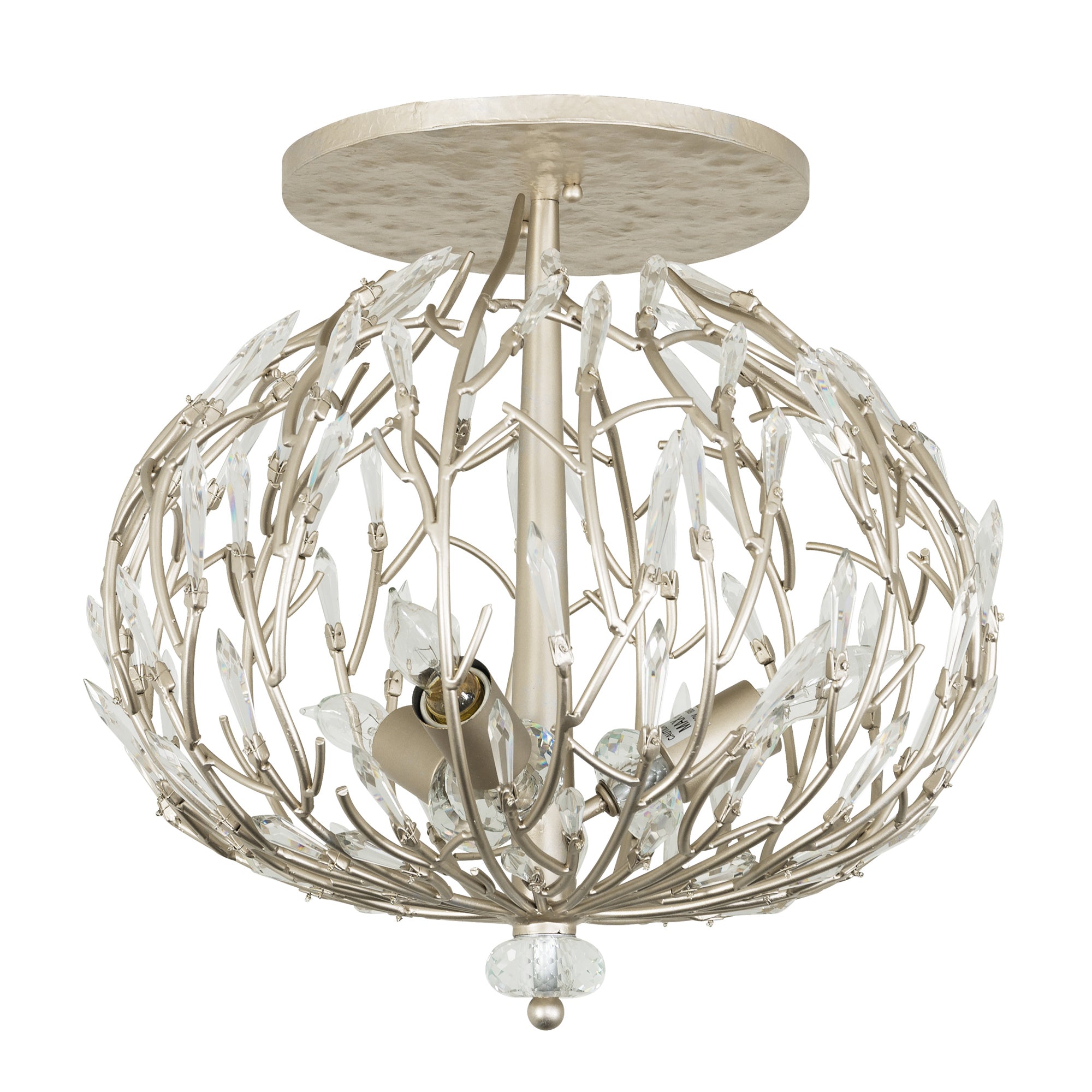 Bask 3 Light Crystal Semi-Flush - Gold Dust