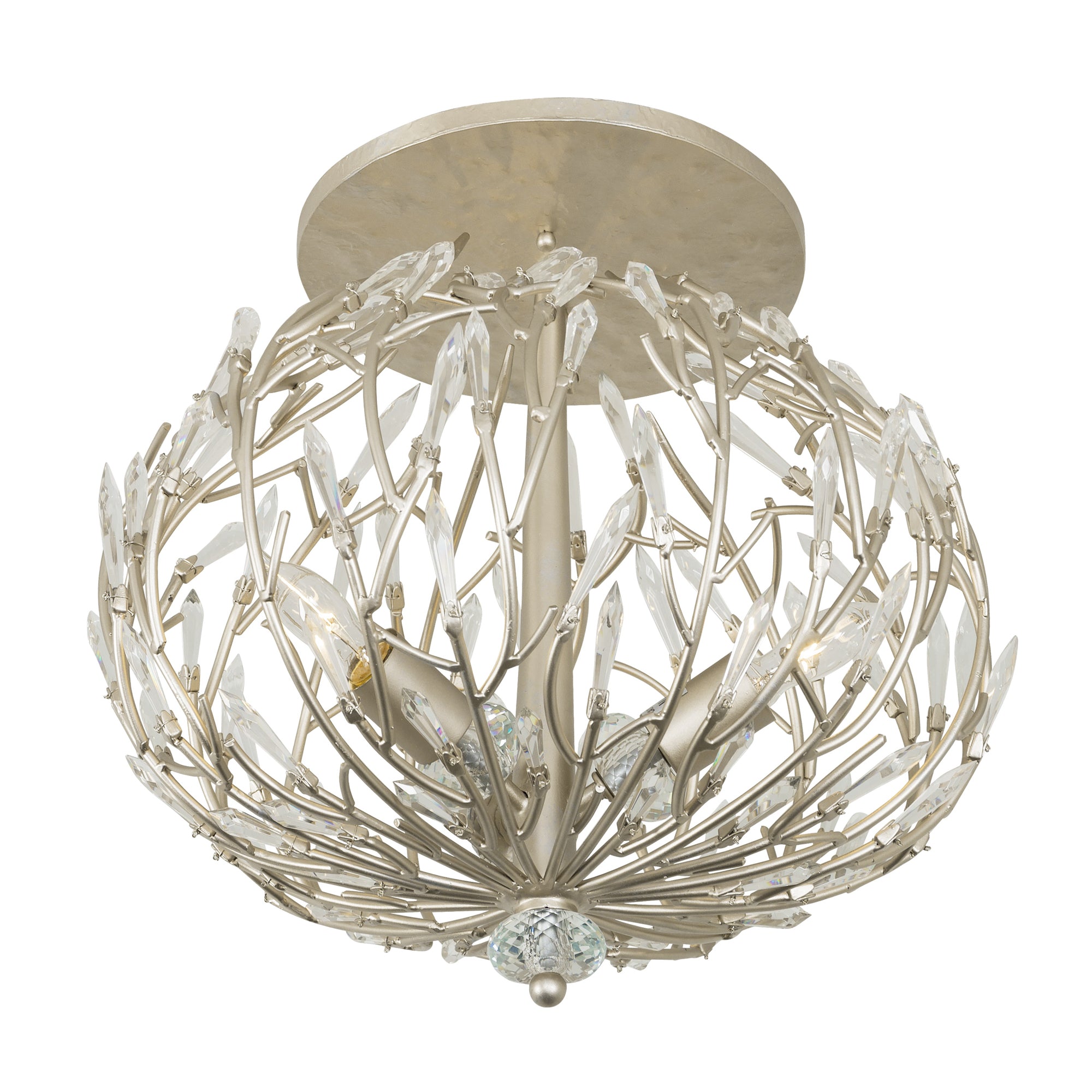 Bask 3 Light Crystal Semi-Flush - Gold Dust