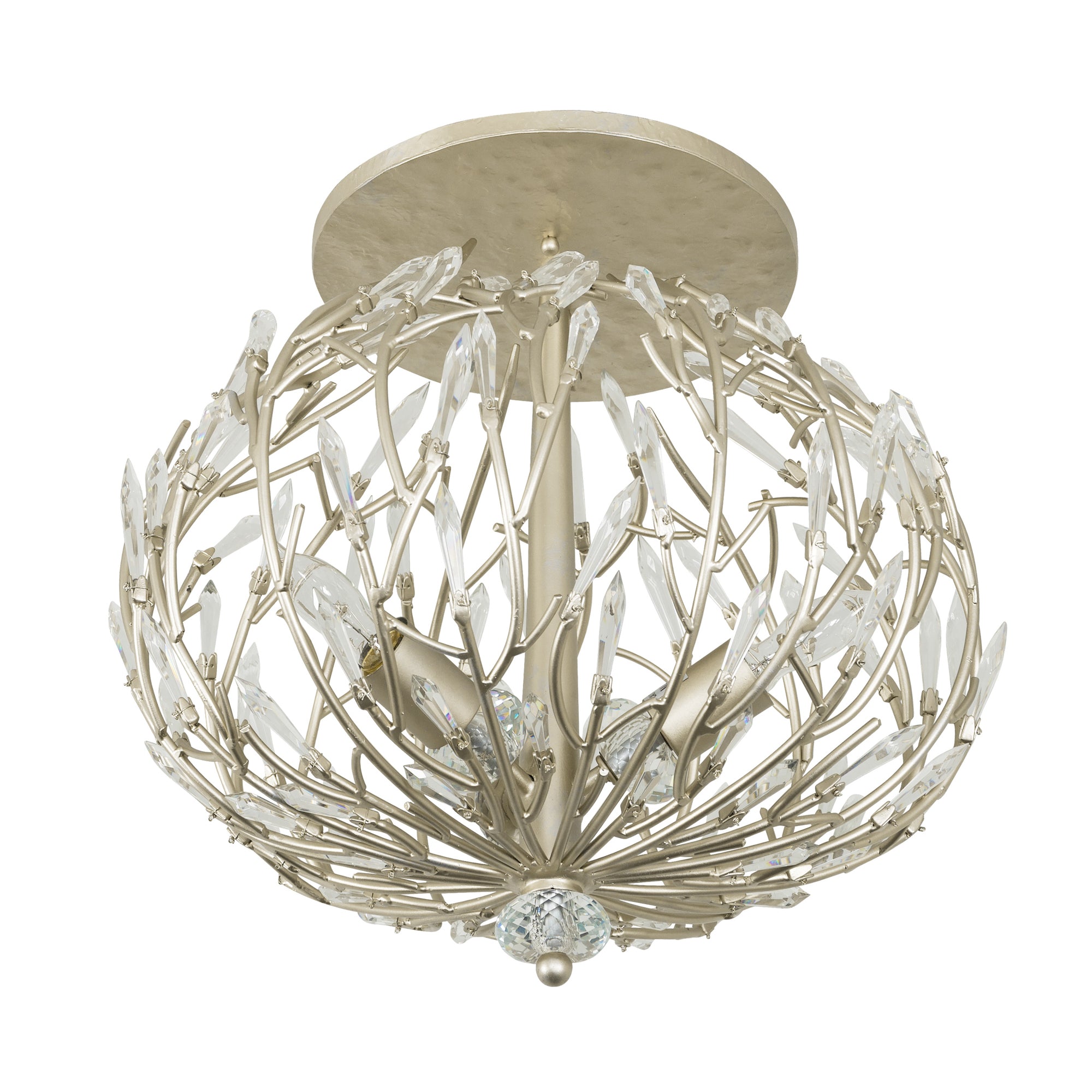Bask 3 Light Crystal Semi-Flush - Gold Dust