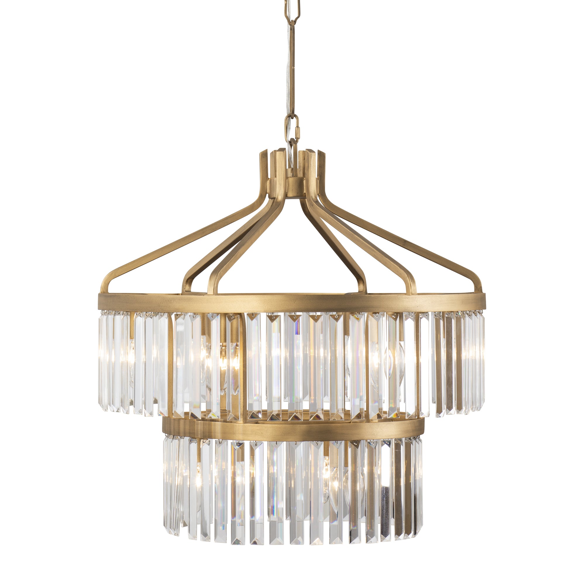 Social Club 9 Light 2-Tier Crystal Pendant - Havana Gold
