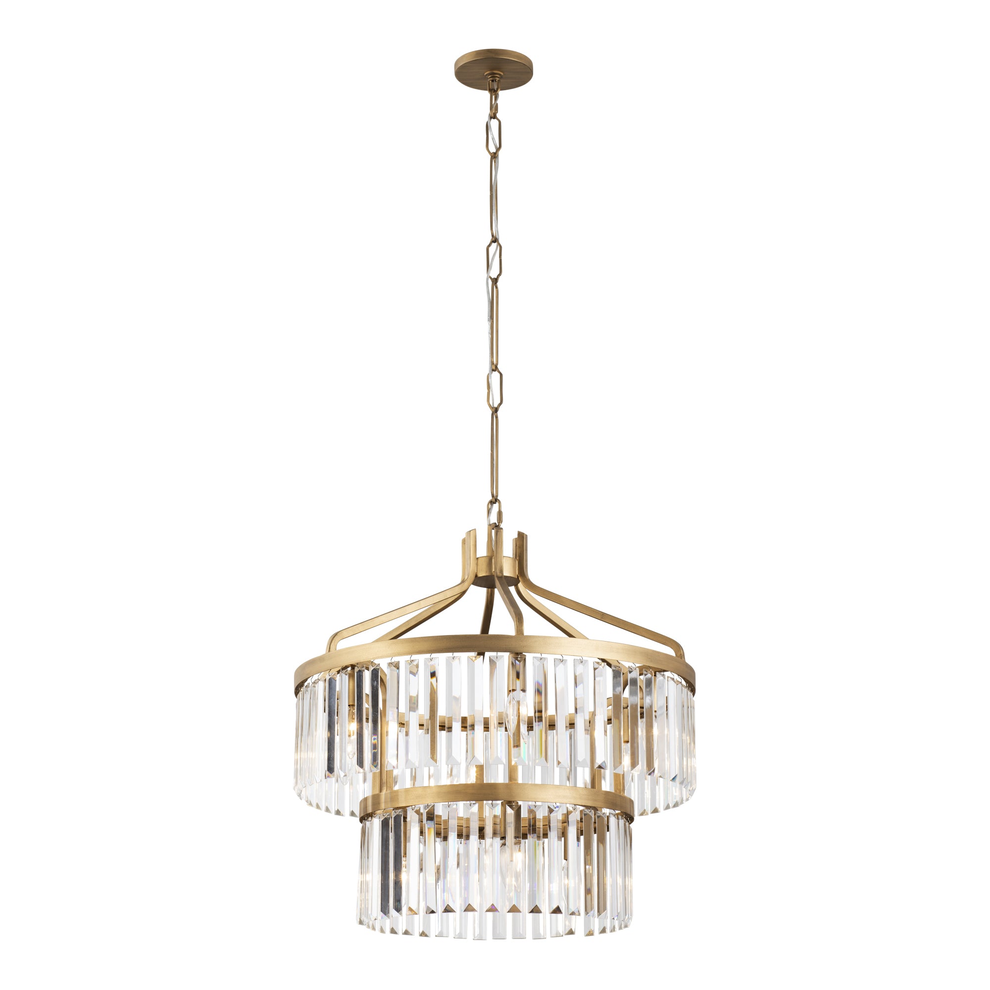 Social Club 9 Light 2-Tier Crystal Pendant - Havana Gold