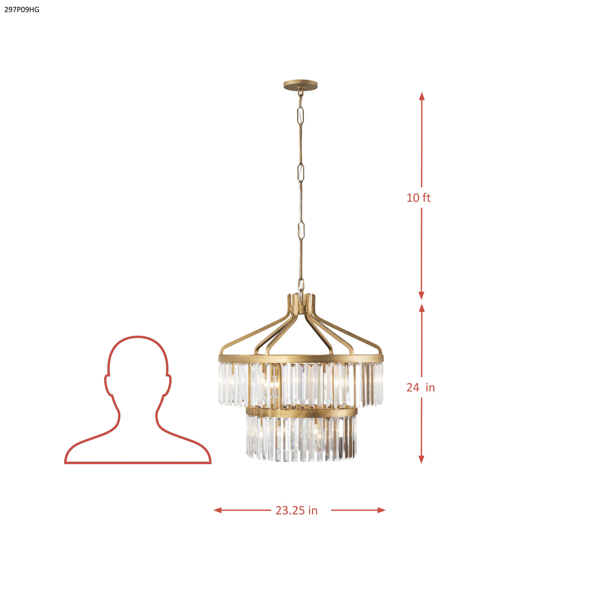 Social Club 9 Light 2-Tier Crystal Pendant - Havana Gold