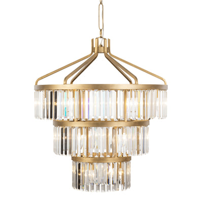 Social Club 15 Light 3-Tier Crystal Pendant - Havana Gold