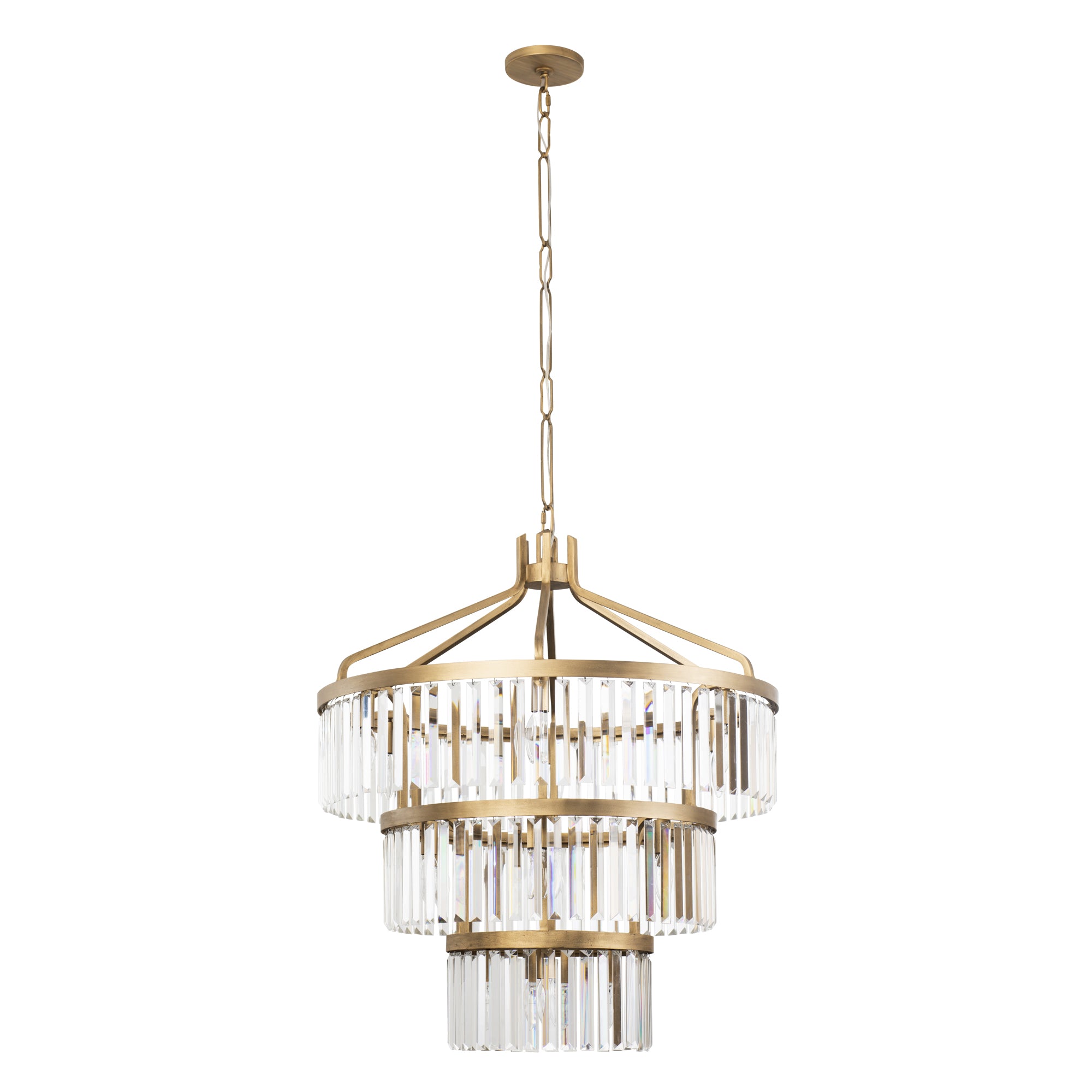 Social Club 15-Light 3-Tier Crystal Pendant - Havana Gold