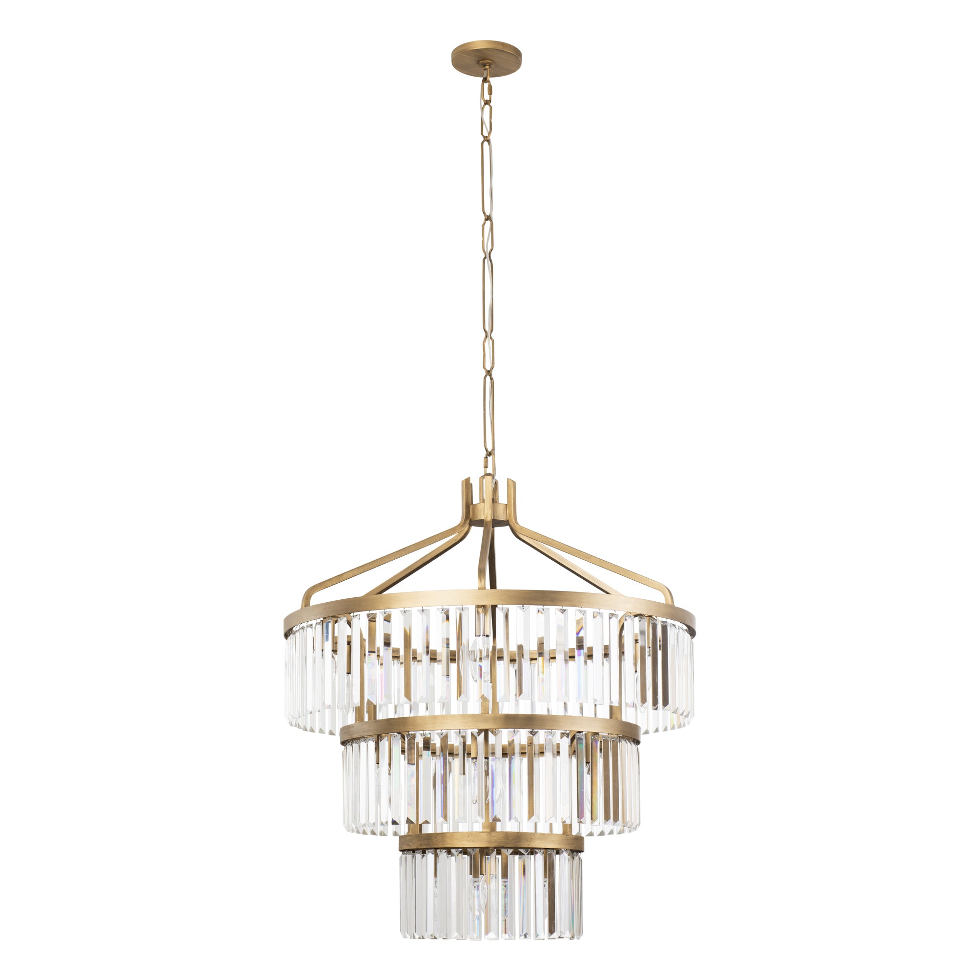 Social Club 15 Light 3-Tier Crystal Pendant - Havana Gold