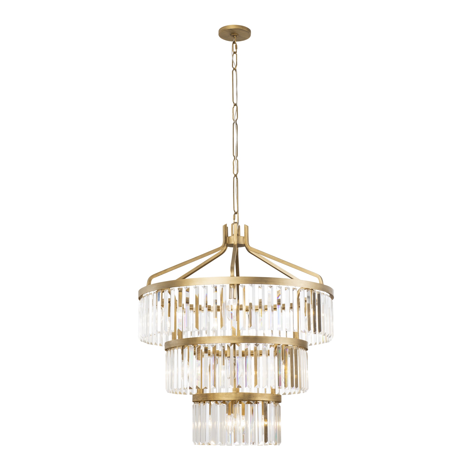 Social Club 15-Light 3-Tier Crystal Pendant - Havana Gold
