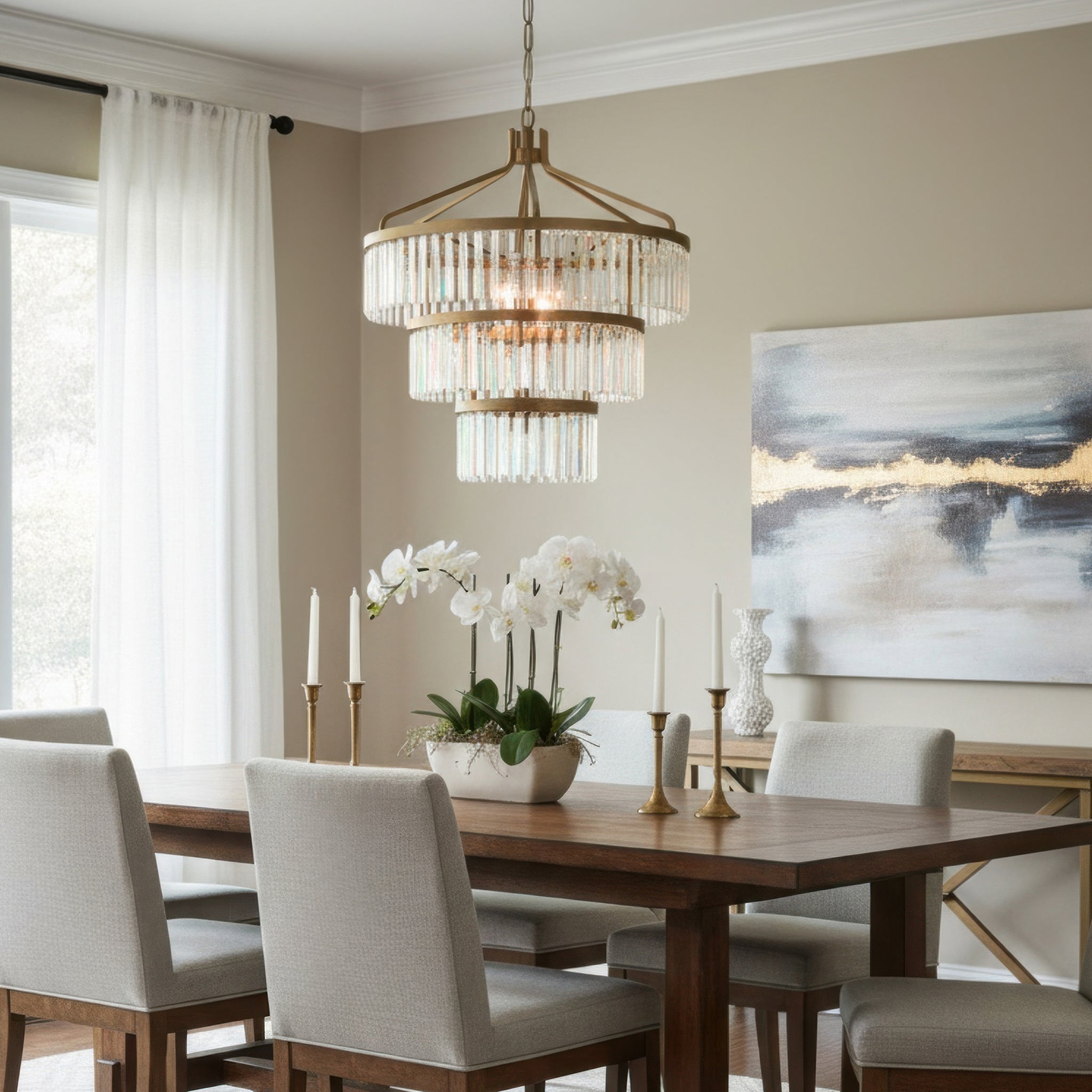 Social Club 15 Light 3-Tier Crystal Pendant - Havana Gold