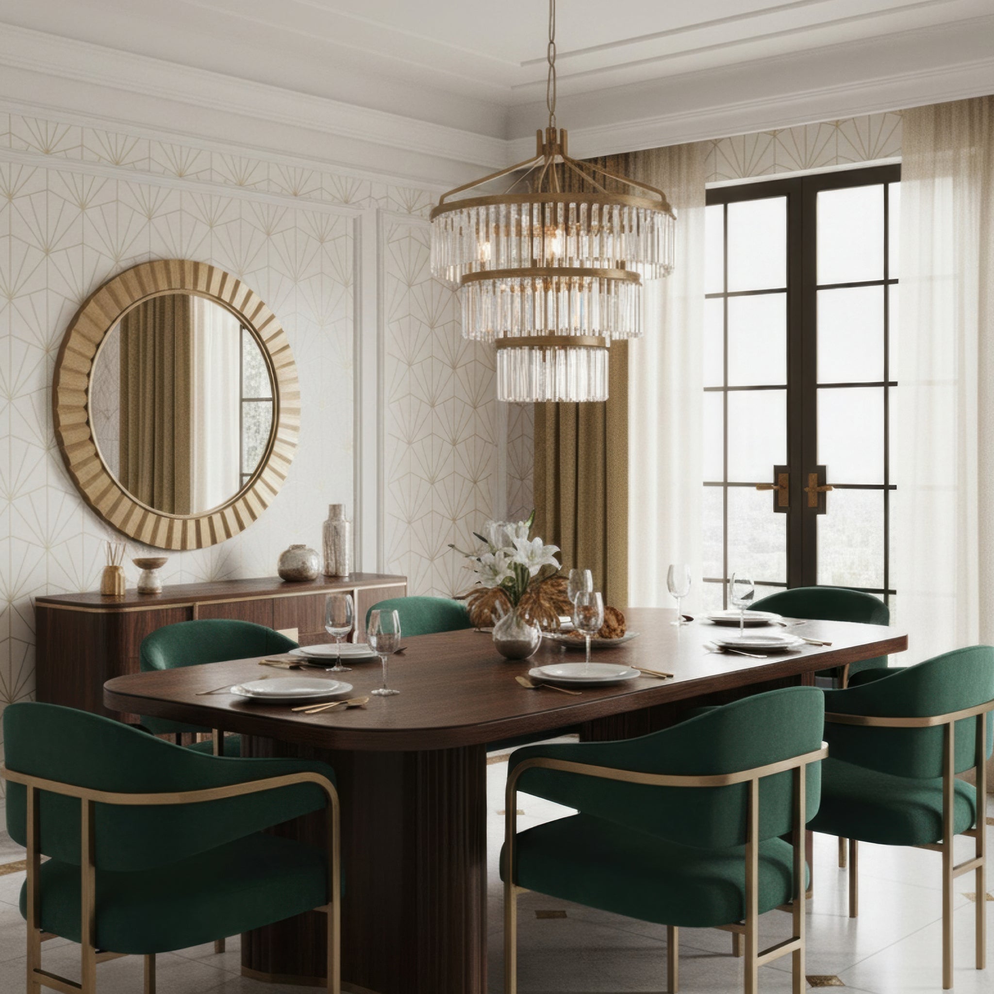 Social Club 15 Light 3-Tier Crystal Pendant - Havana Gold