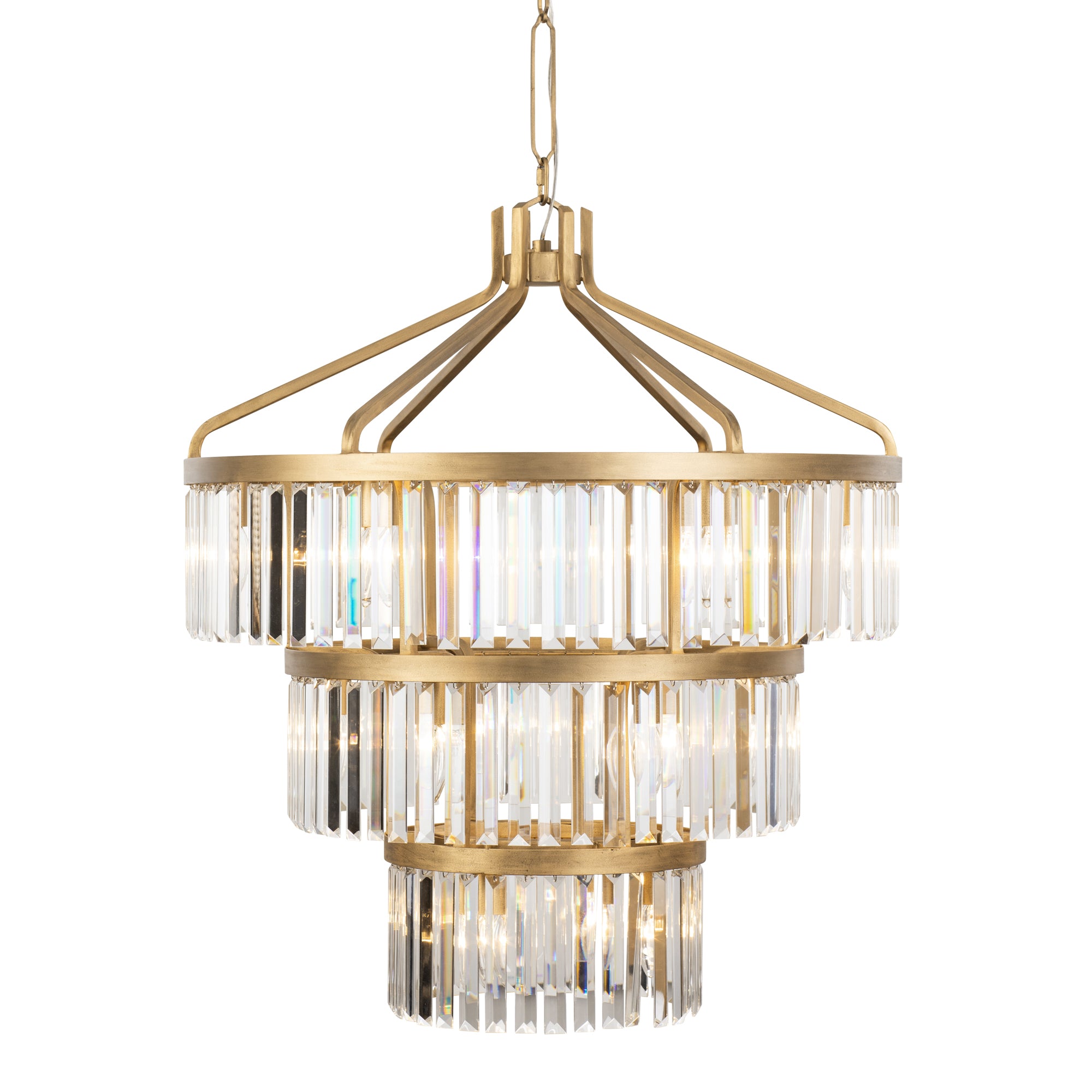 Social Club 15-Light 3-Tier Crystal Pendant - Havana Gold
