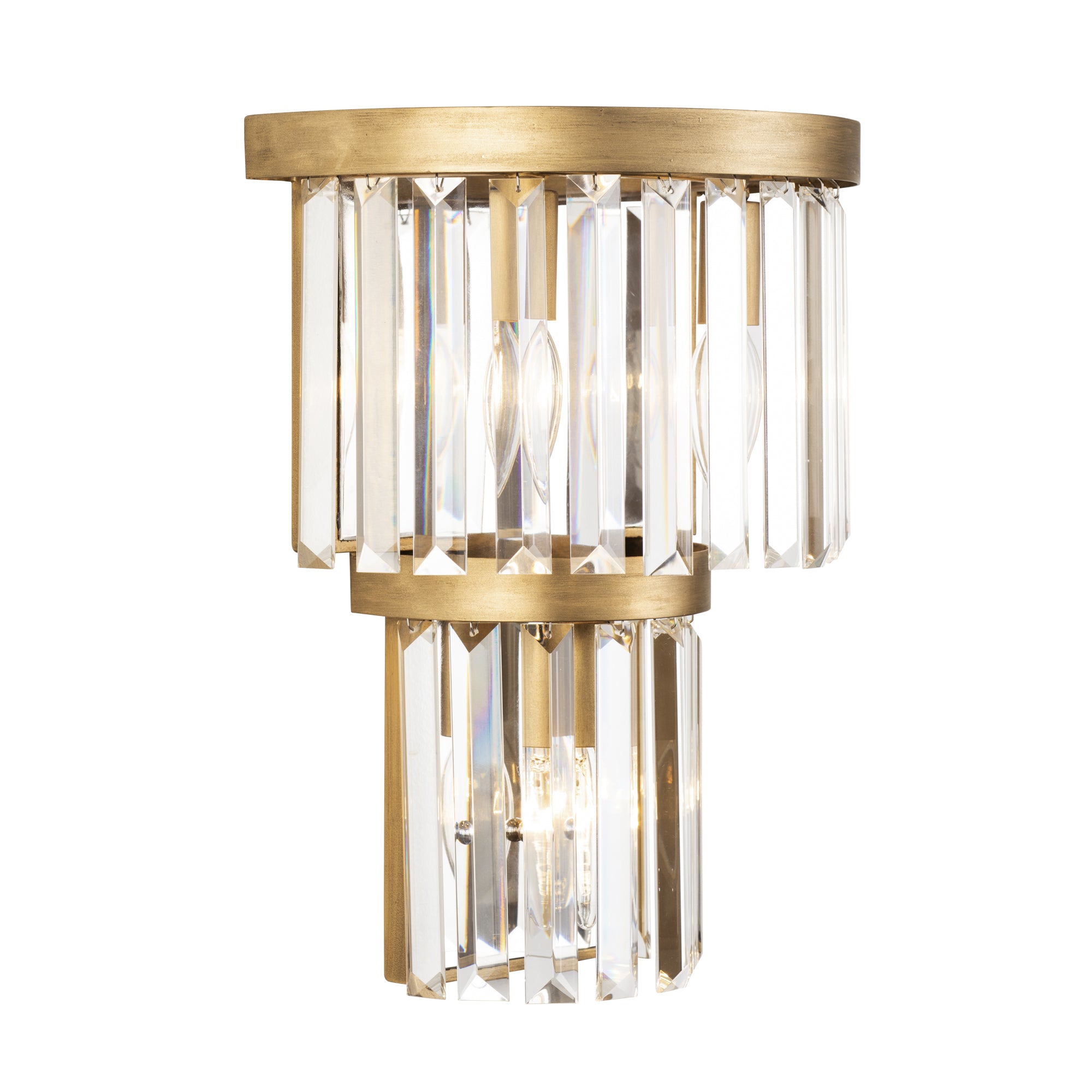 Social Club 3-Light 2-Tier Crystal Sconce - Havana Gold