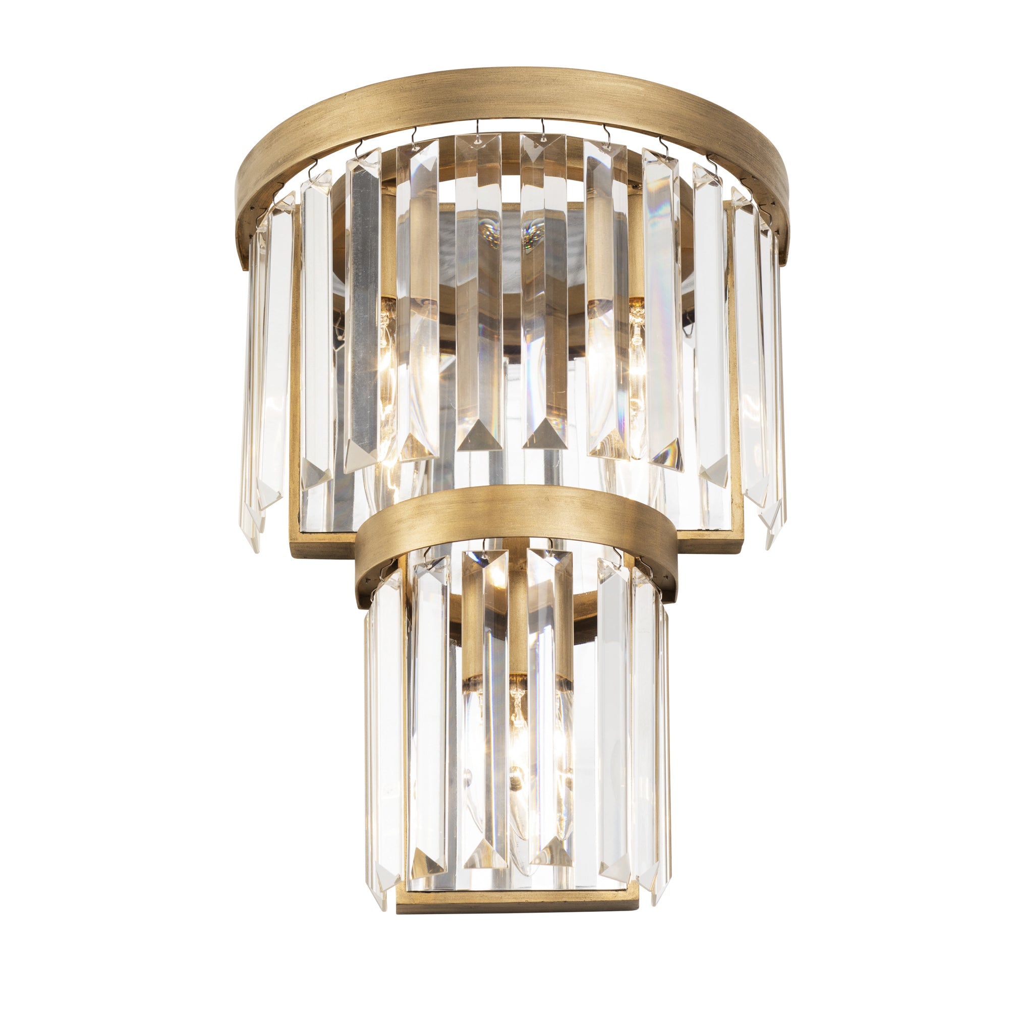 Social Club 3 Light 2-Tier Crystal Sconce - Havana Gold