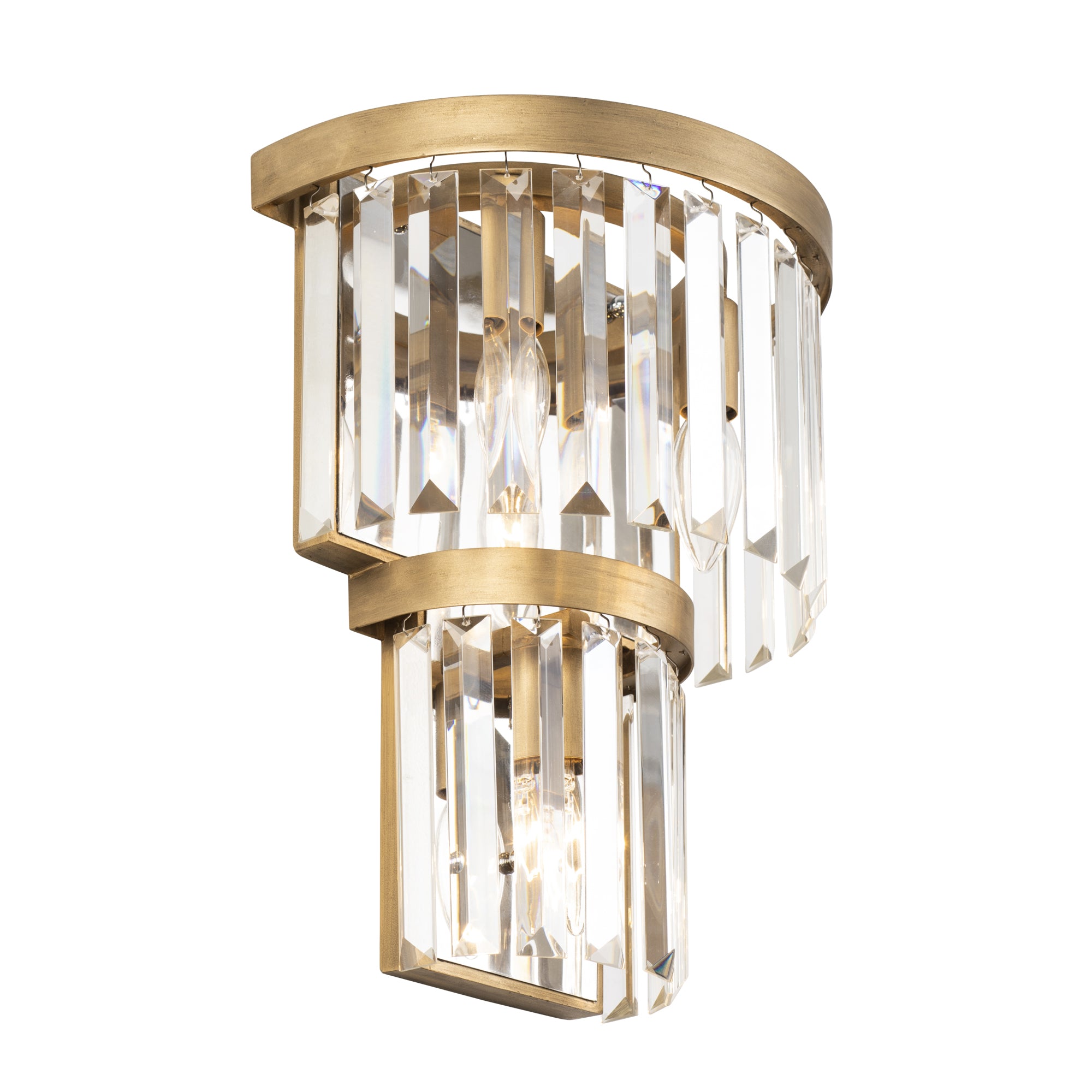 Social Club 3-Light 2-Tier Crystal Sconce - Havana Gold