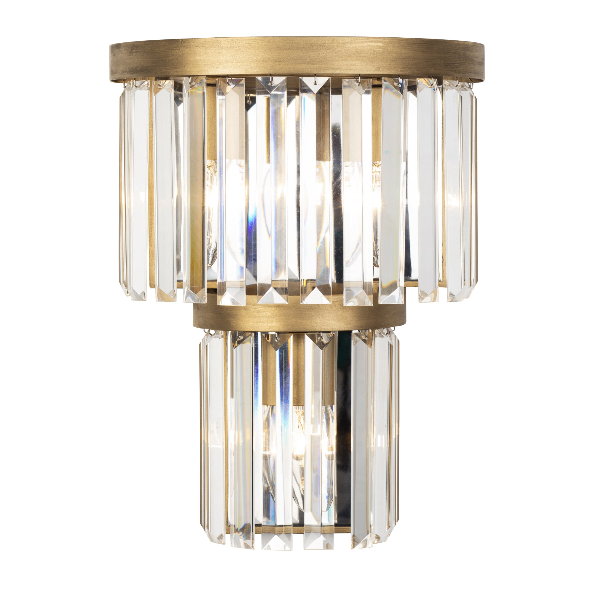 Social Club 3-Light 2-Tier Crystal Sconce - Havana Gold