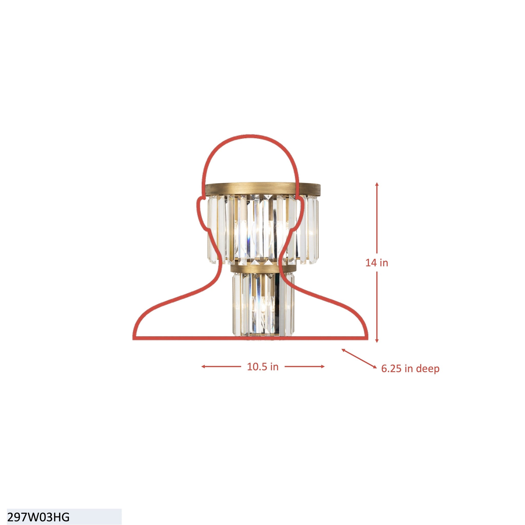 Social Club 3 Light 2-Tier Crystal Sconce - Havana Gold