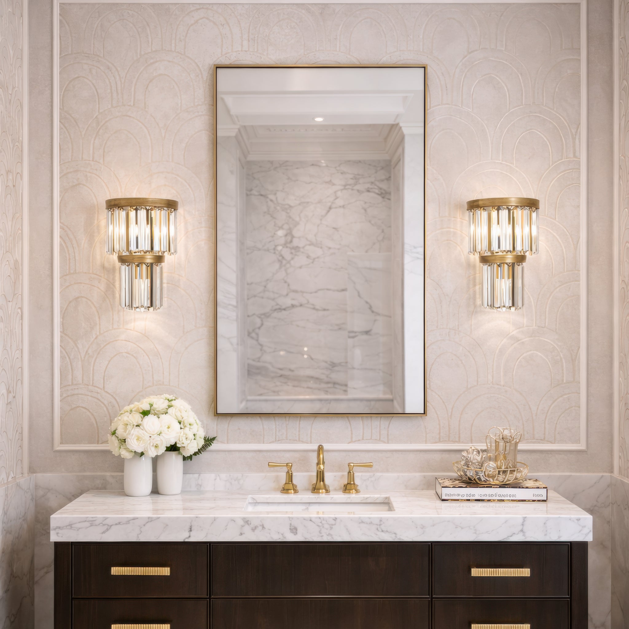 Social Club 3 Light 2-Tier Crystal Sconce - Havana Gold