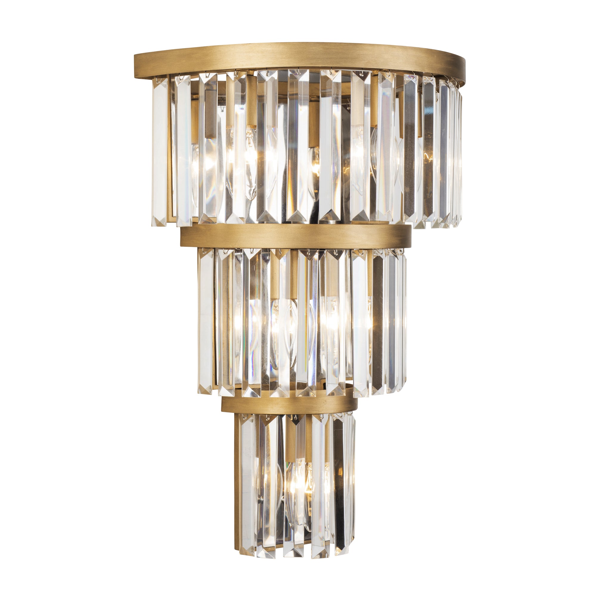 Social Club 6 Light 3-Tier Crystal Sconce - Havana Gold