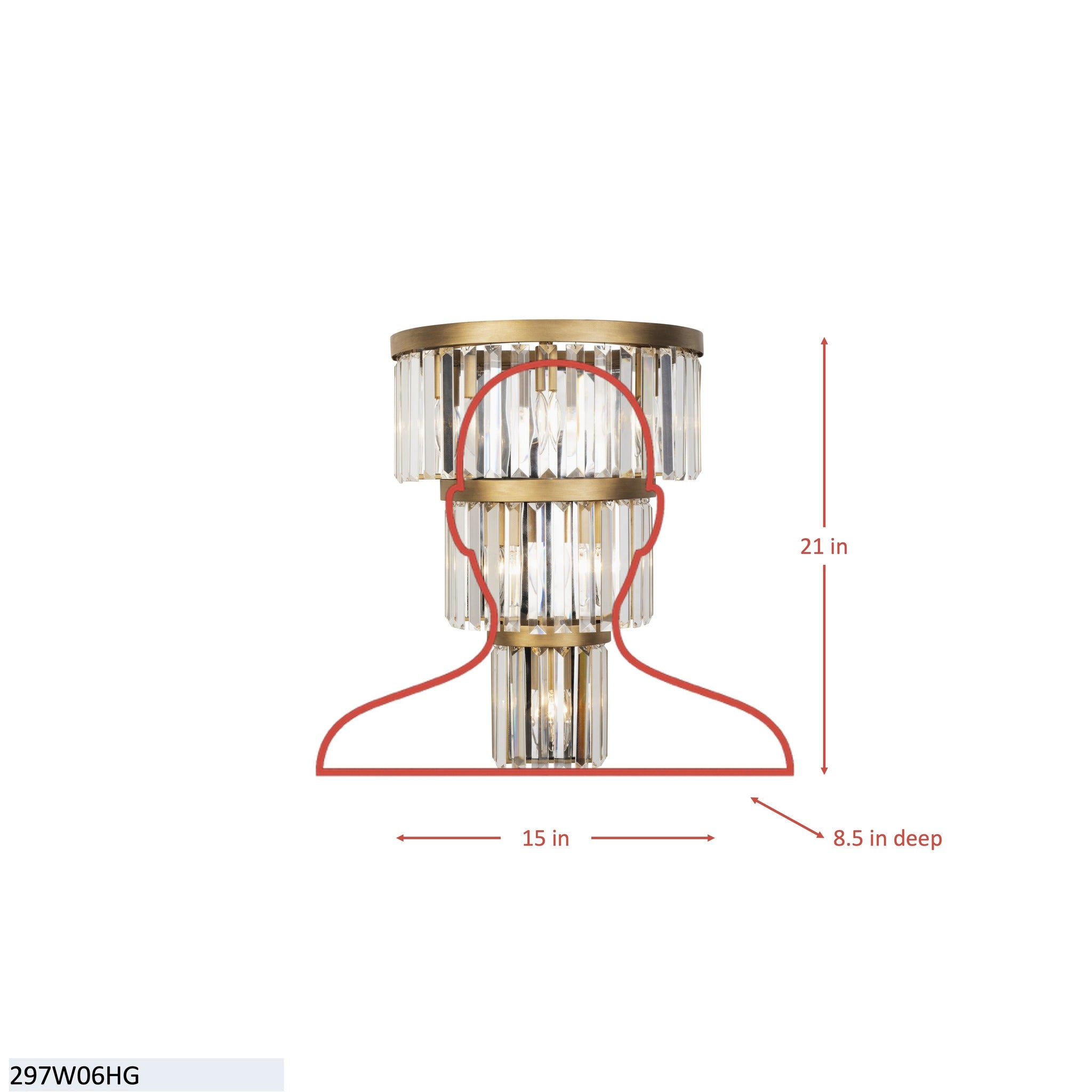 Social Club 6 Light 3-Tier Crystal Sconce - Havana Gold