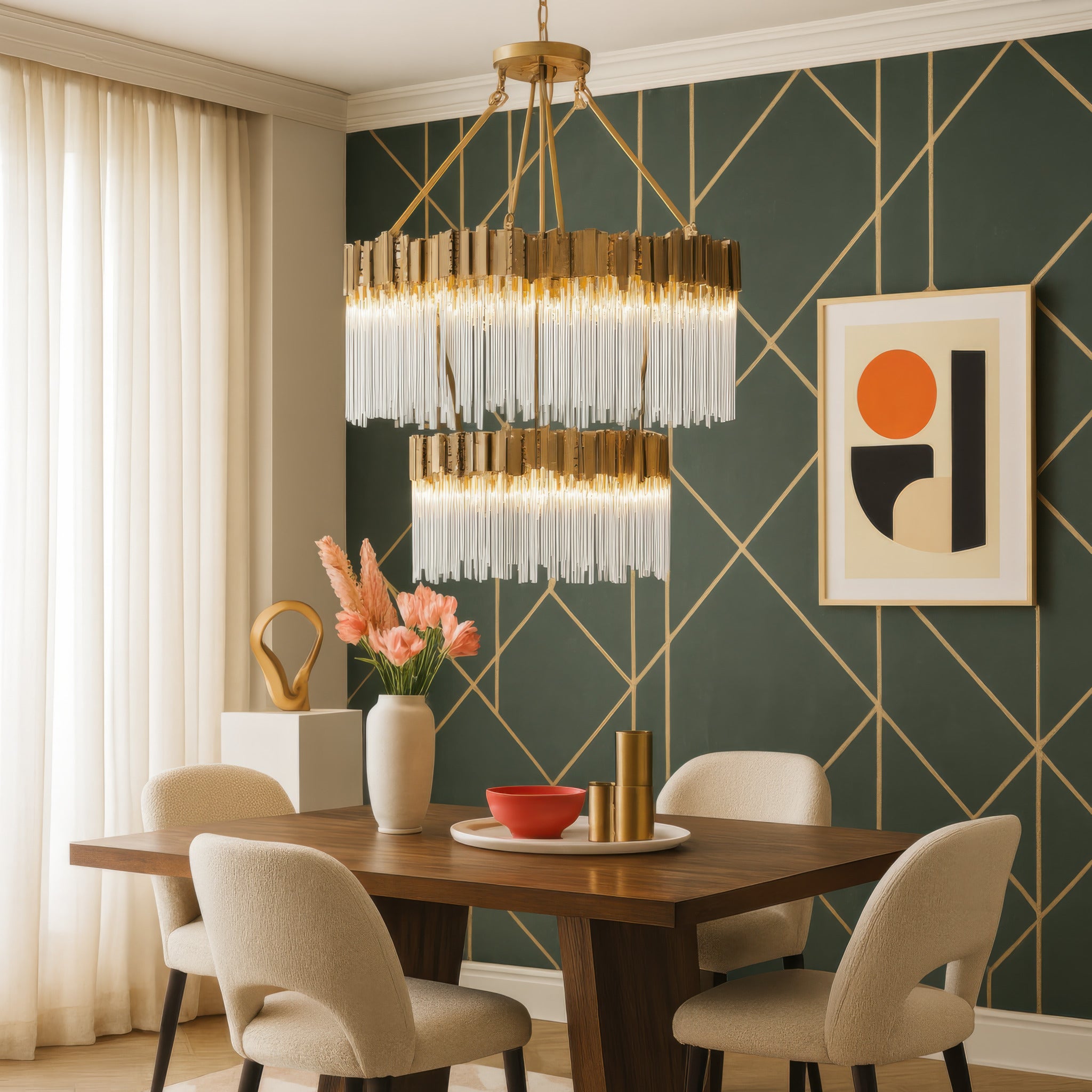Matrix 14 Light 2-Tier Chandelier - Havana Gold